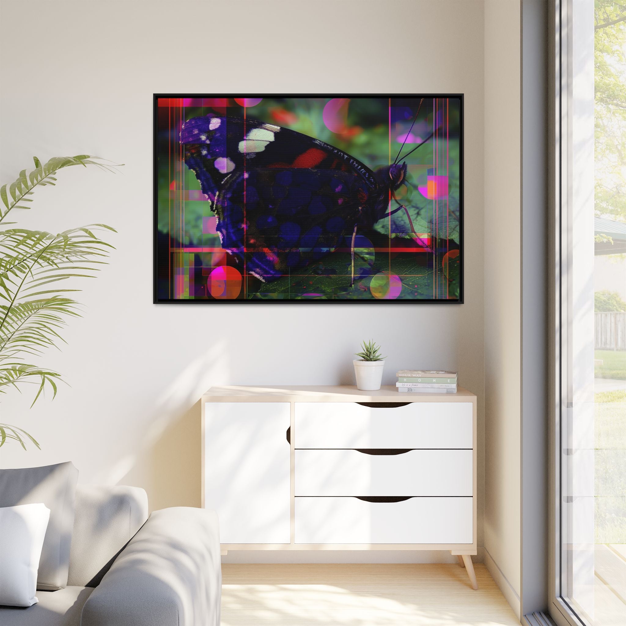 Geometric Butterfly Framed Print: Digital Glitch Butterfly Art, Geometric Nature Photography   |  Personalized & Custom Orders Available