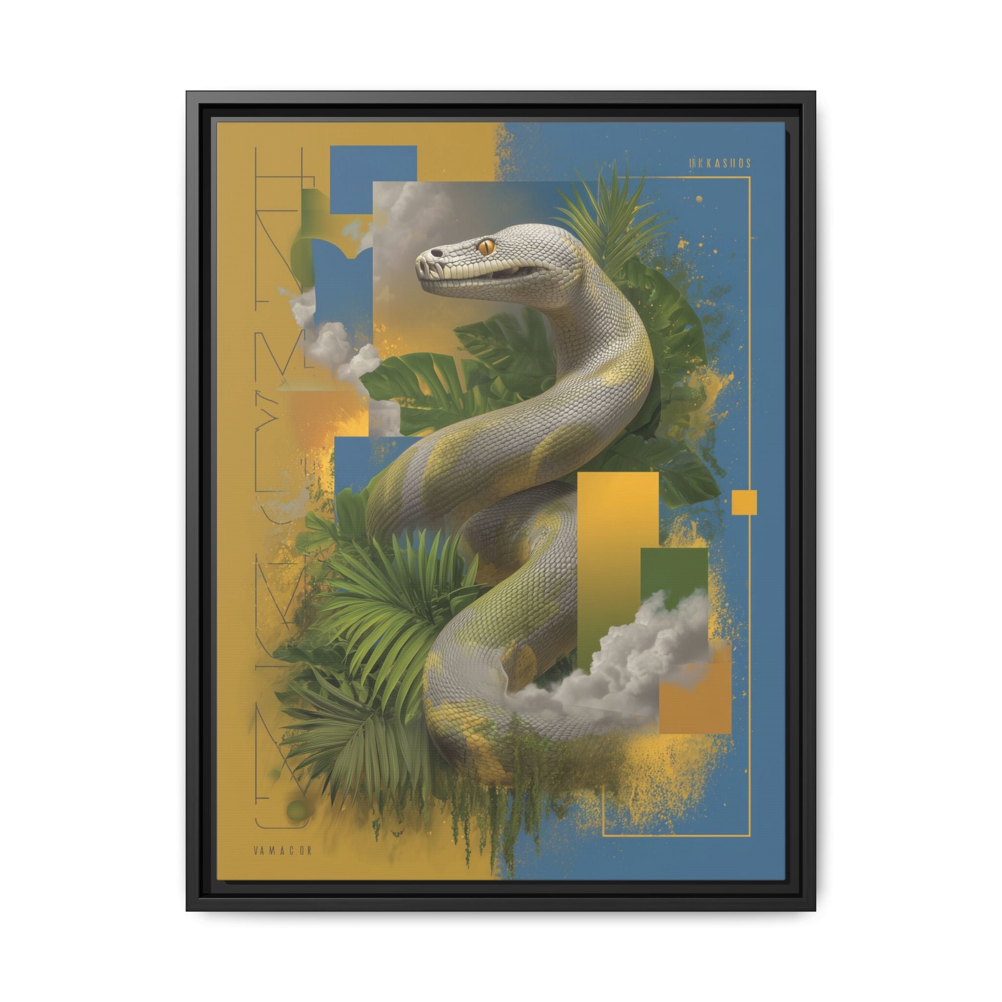 Serpent of Surreal Geometries: Tropical Hyperrealism, Digital Snake Illustration   |    Custom Orders Available