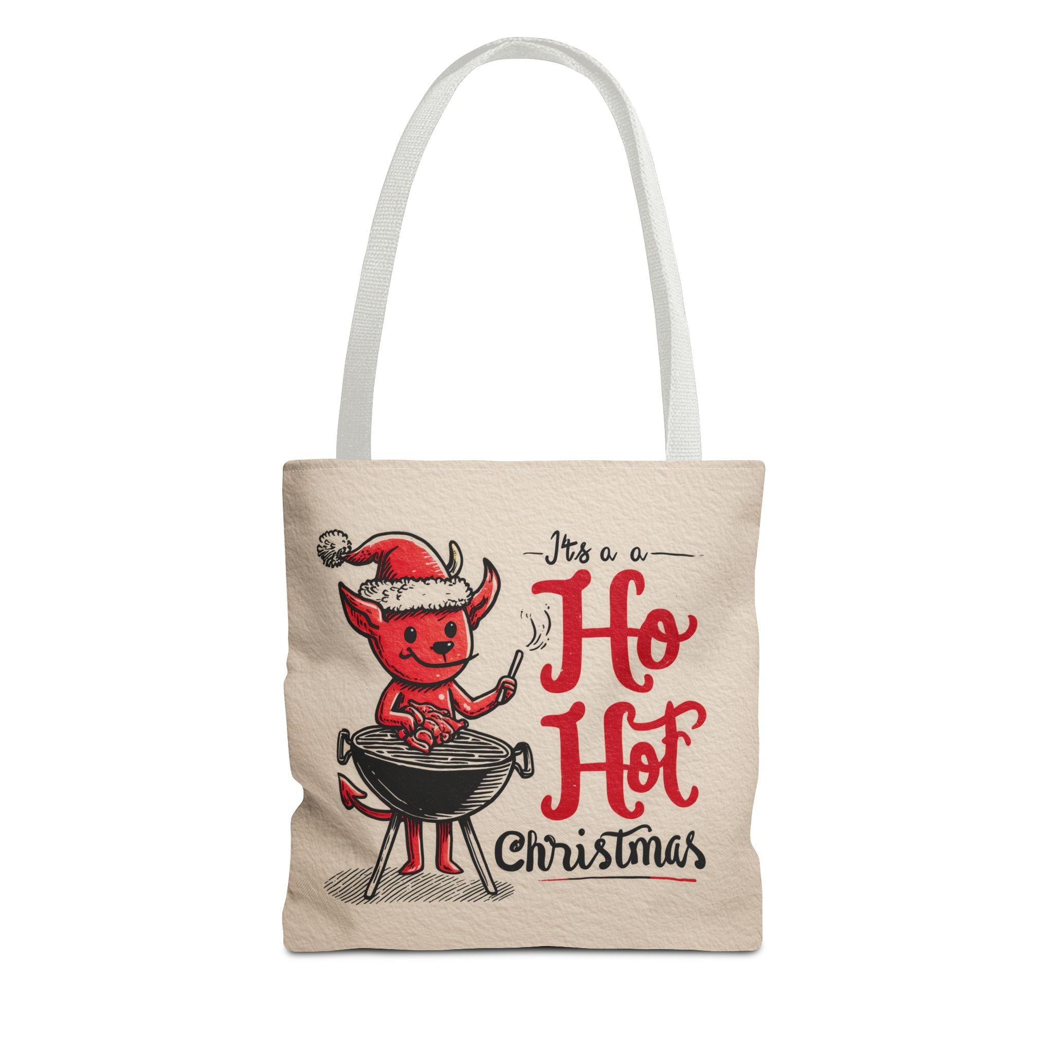 Hot Christmas Tote Bag, Festive Gift Bag, Holiday Shopping Tote, BBQ Lover's Tote, Fun Winter Accessory