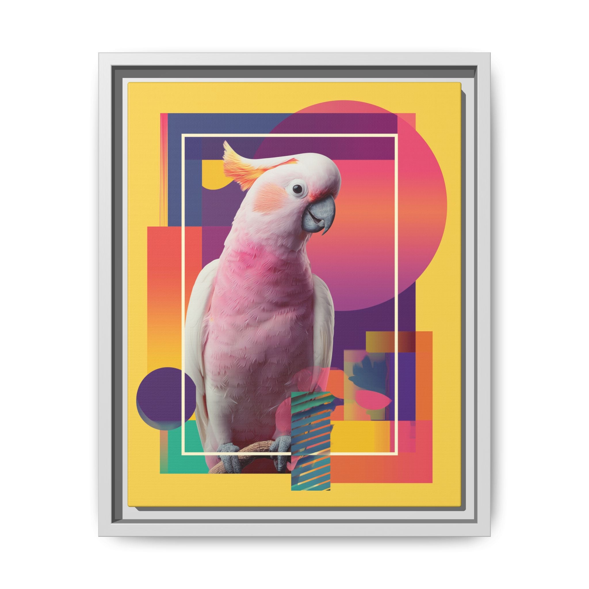 Geometric Cockatoo Composition: Moluccan Parrot Portrait, Modern Abstract Design   |    Custom Orders Available