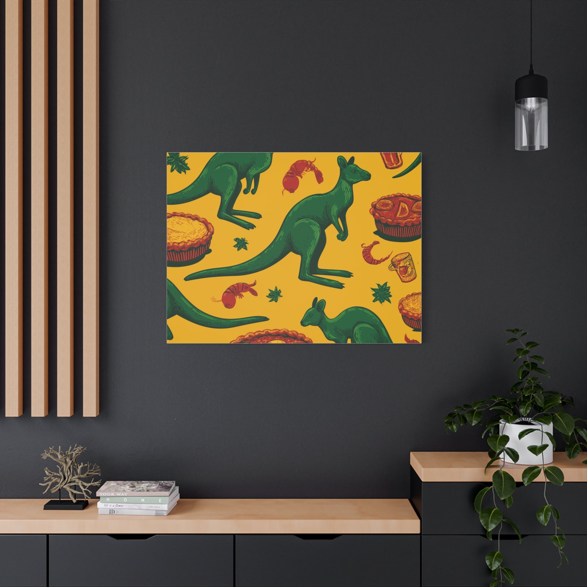 Kangaroo Canvas Wall Art, Vibrant Animal Decor, Unique Gift for Nature Lovers, Fun Kitchen Wall Hanging, Australian Themed Art