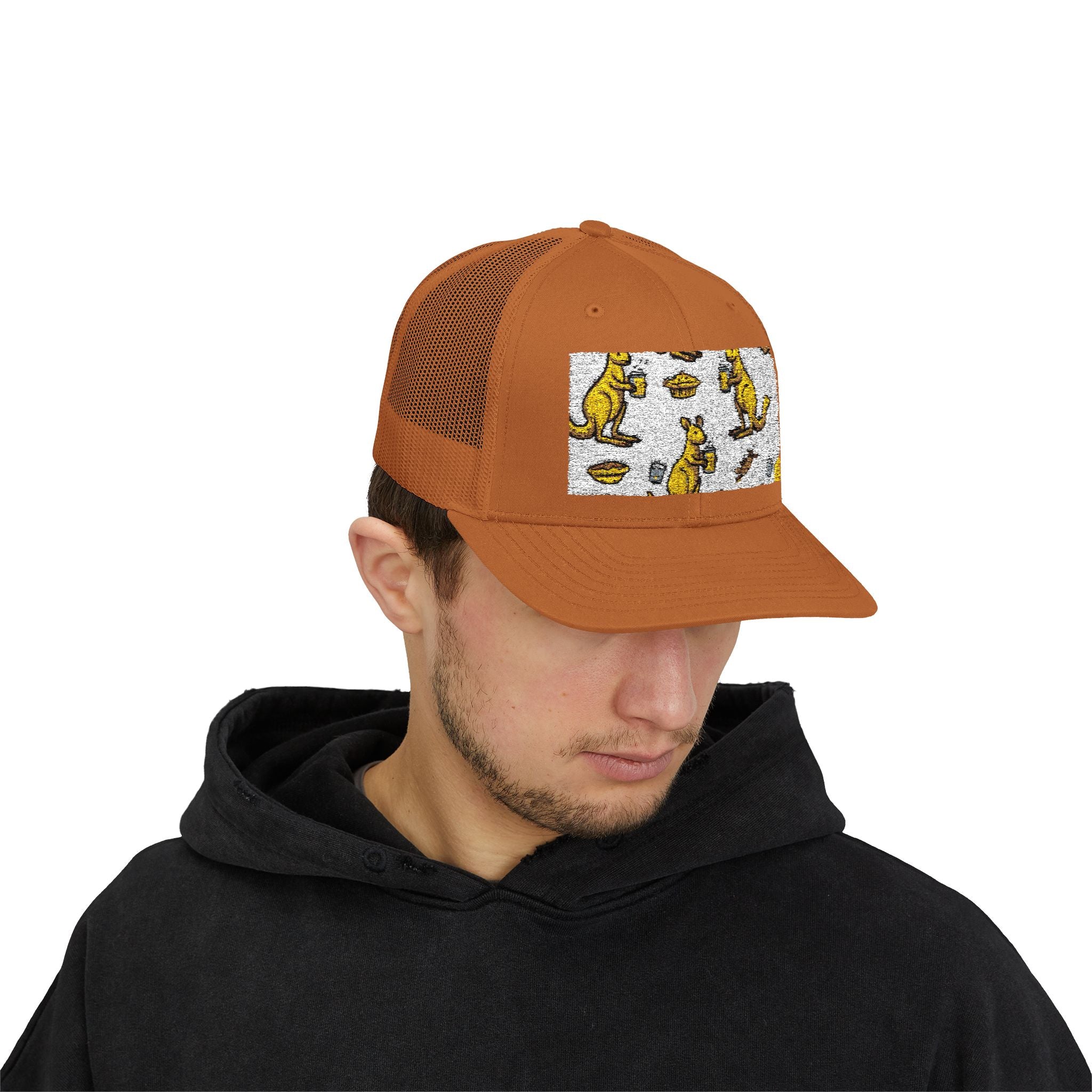Kangaroo Pattern Snapback Cap, Fun Trucker Hat, Casual Summer Accessory, Gift for Animal Lovers, Unique Outdoor Wear