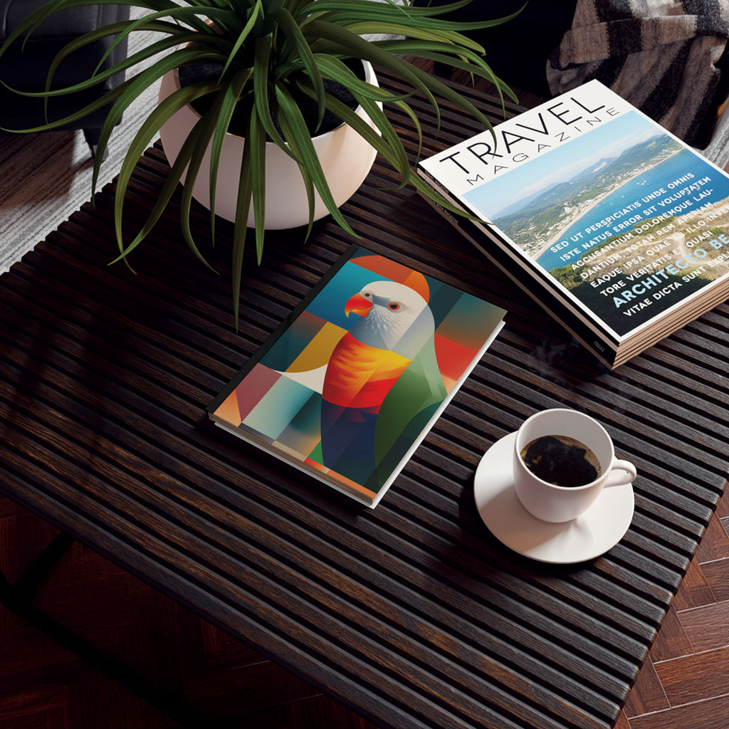Geometric Parrot: Cubist Color Explosion, Modern Avian Art Personalized Journal   |