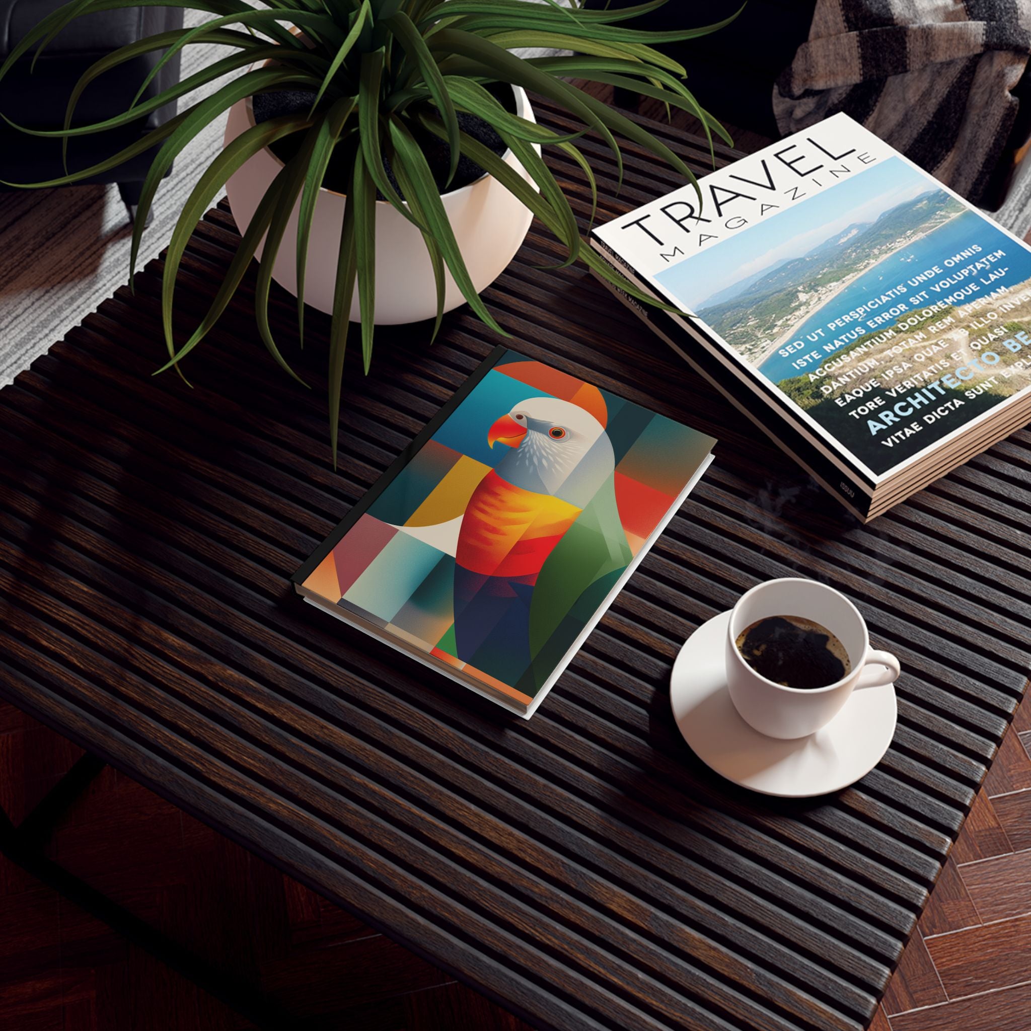 Geometric Parrot: Cubist Color Explosion, Modern Avian Art Personalized Journal   |