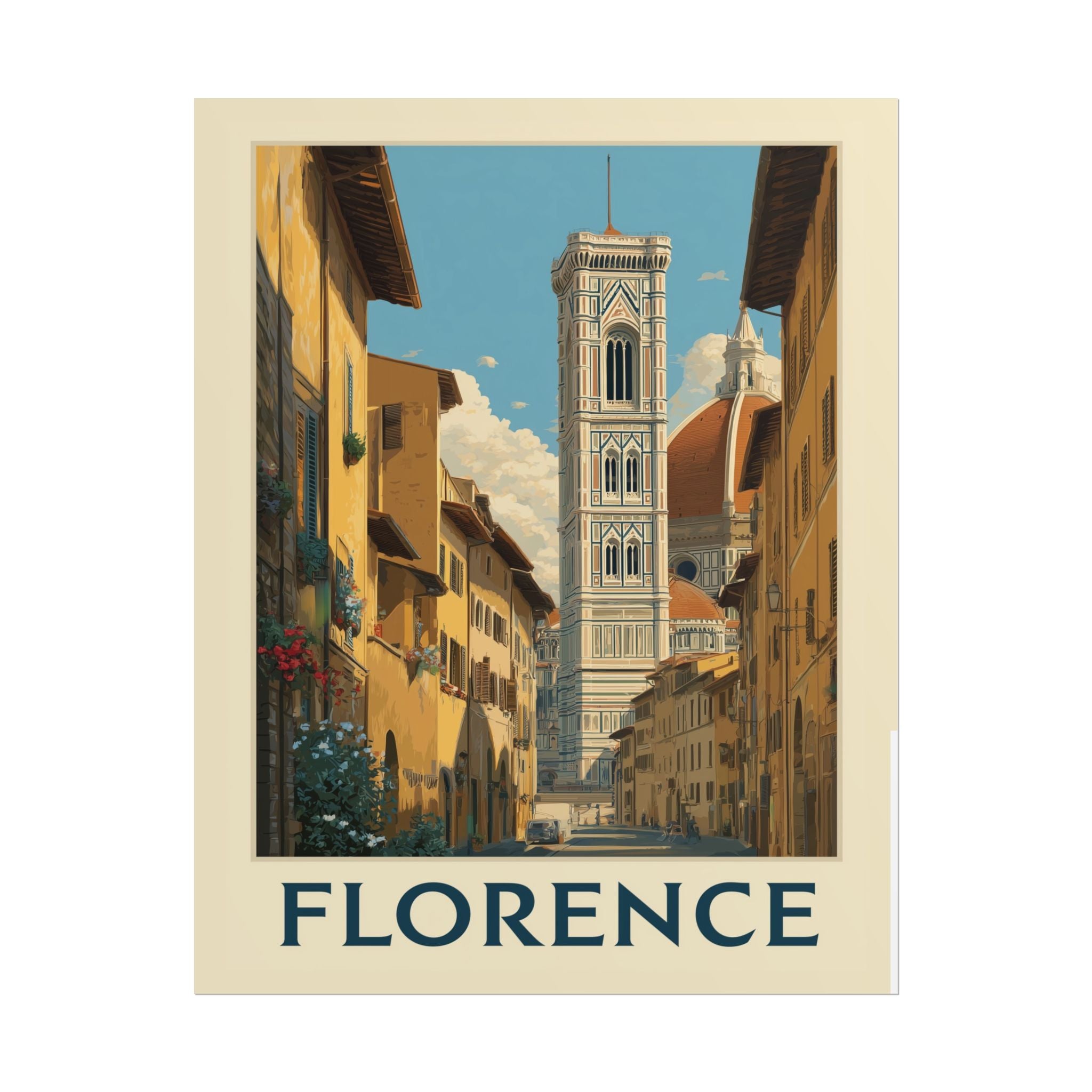 Florentine Reverie: Vintage Travel Poster of Italy, Renaissance Cityscape   |    Custom Orders Available