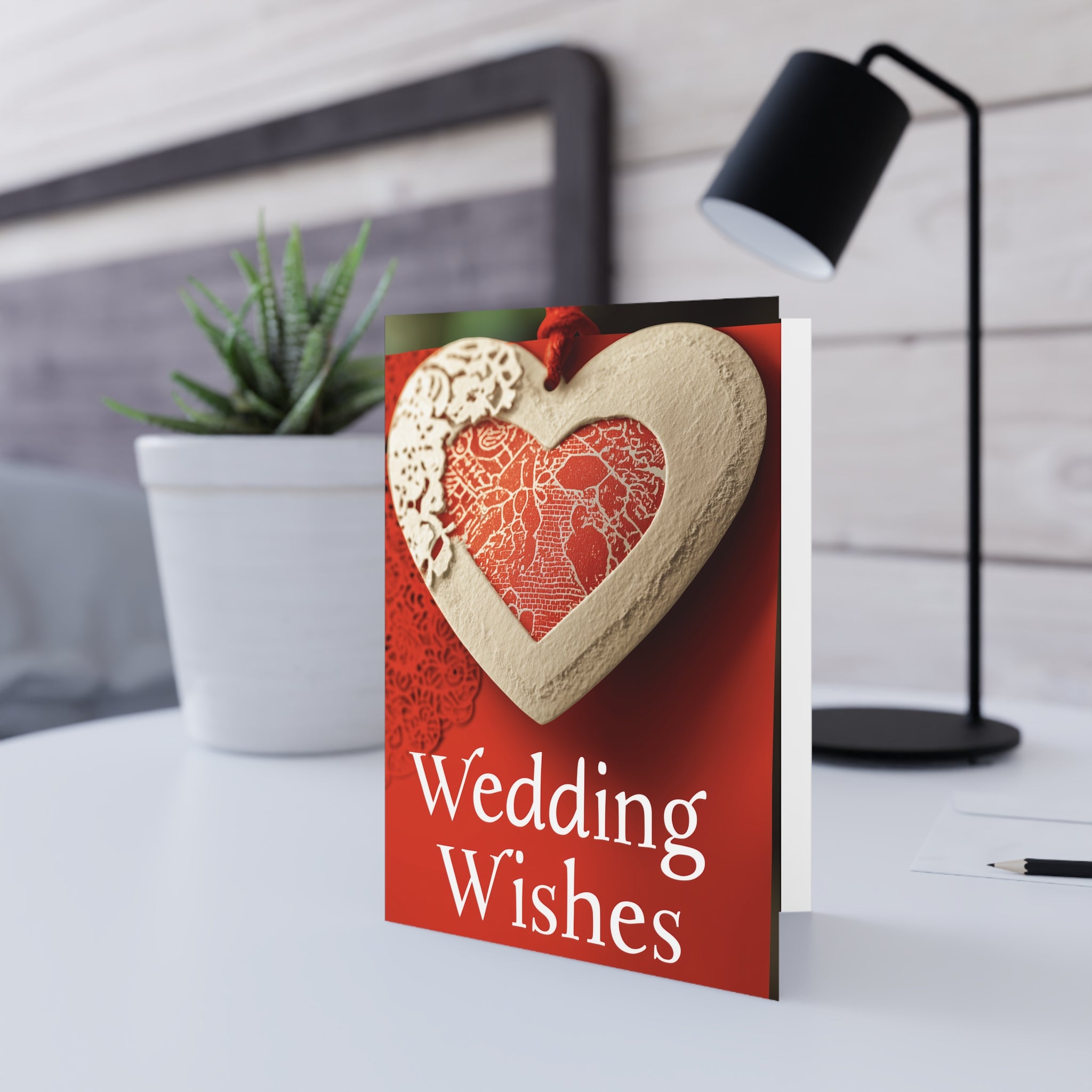 Wedding Wishes Card — Romantic Heart Wedding Greeting Card