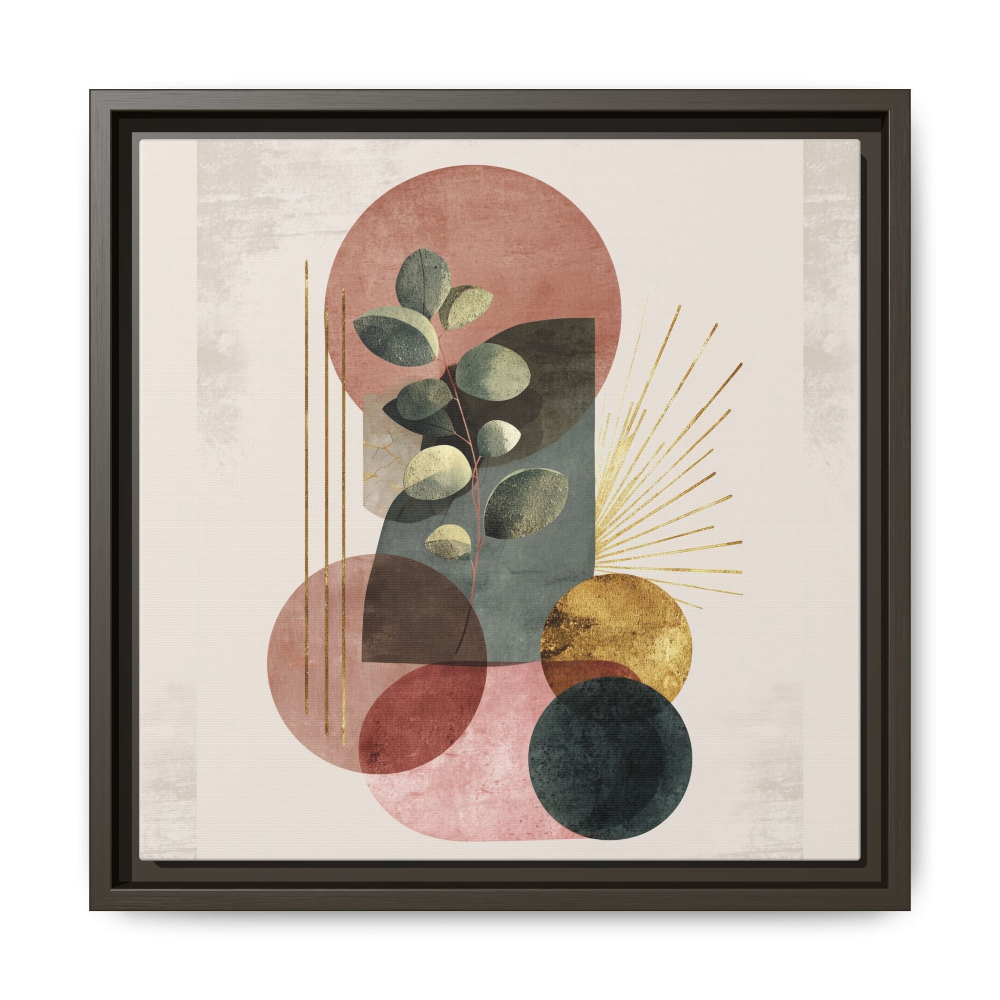 Botanical Geometric Symphony: Eucalyptus Harmony, Metallic Intersections, Modern Earth Tones   |   Custom Orders Accepted