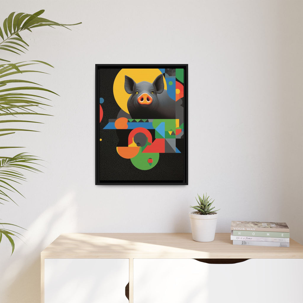 Geometric Pig Poster: Abstract Graphic Design, Colorful Modernist Composition   |    Custom Orders Available