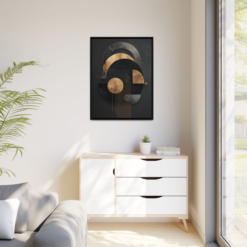 Geometric Resonance: Abstract Gold and Black Design, Minimalist Architectural Art, Modern Metallic Composition   |   Custom Orders Accepted