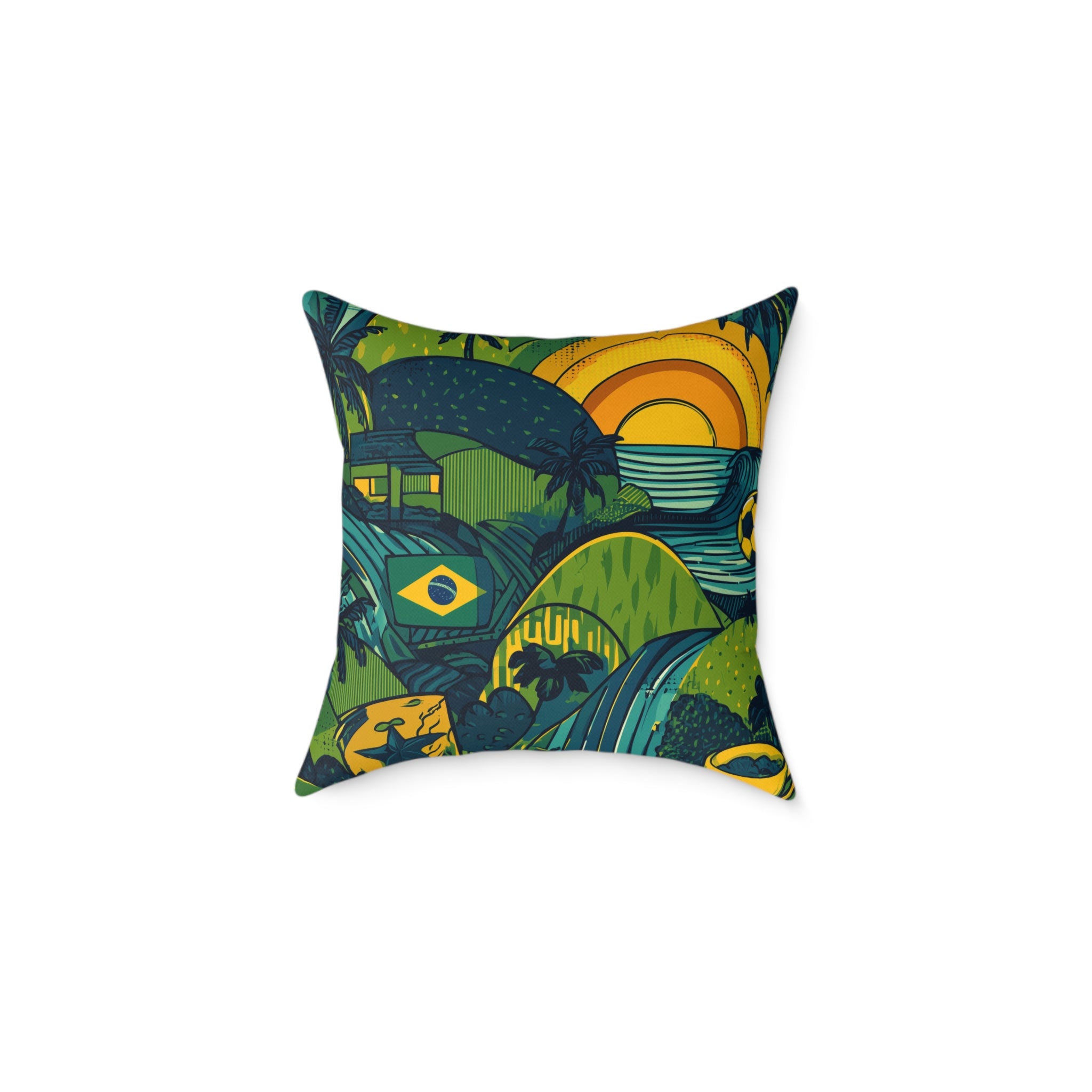 Vibrant Brazil-Themed Square Poly Canvas Pillow, Boho Decorative Cushion, Living Room Accent, Gift for Nature Lovers, Eco-Friendly [...]