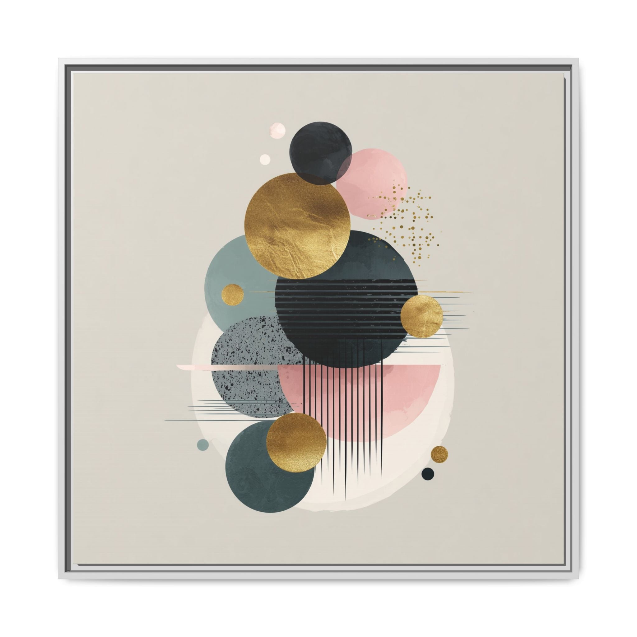 Geometric Harmony: Intersecting Circles, Mid-Century Modern Design, Abstract Metallic Composition   |   Custom Orders Accepted