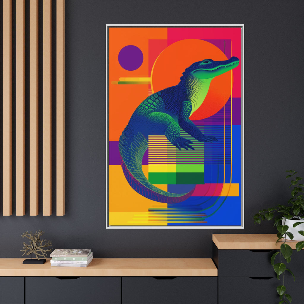 Geometric Alligator Framed Print: Pop Art Reptile, Vibrant Gradient Composition   |  Personalized & Custom Orders Available