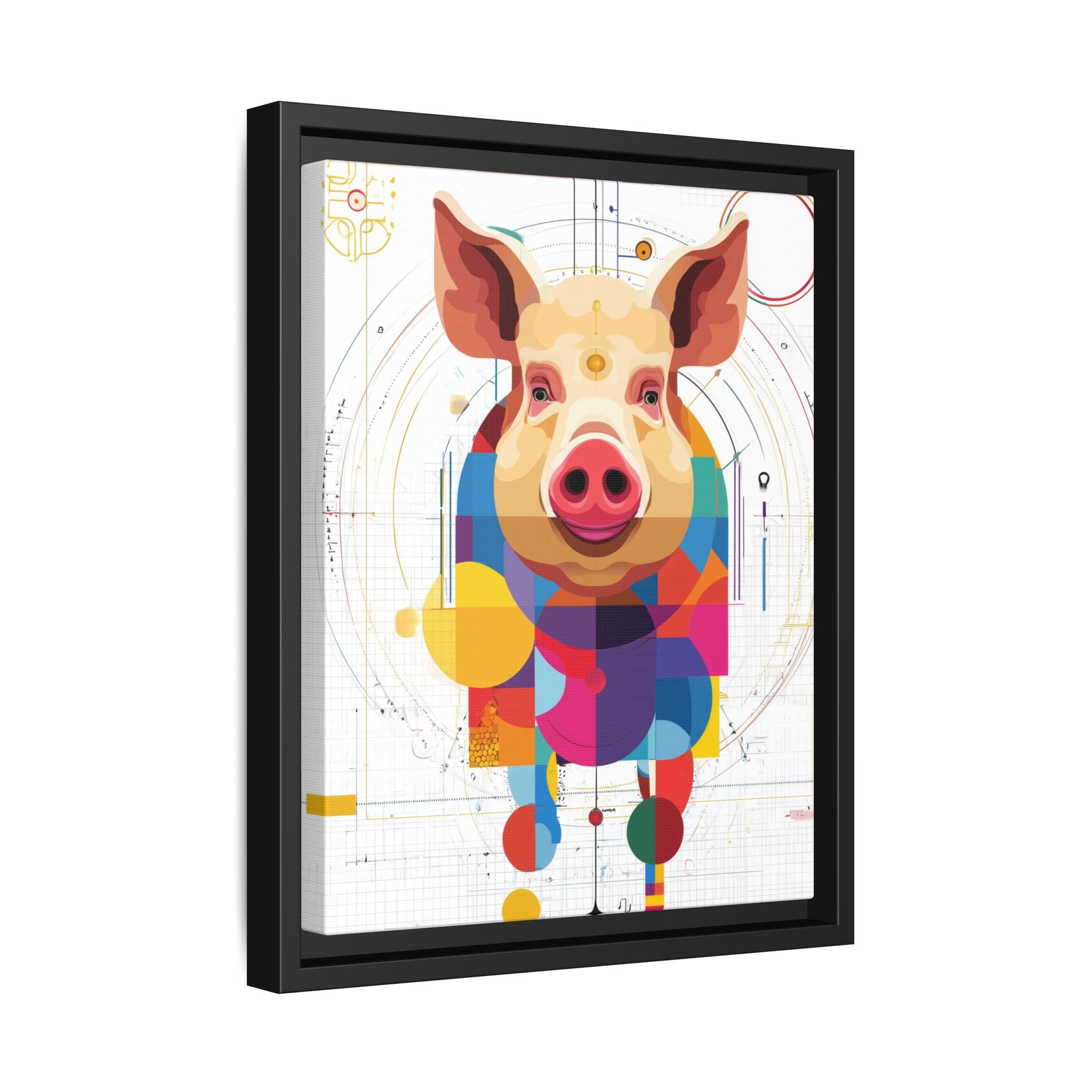 Geometric Pig: Digital Cubist Portrait, Mathematical Animal Abstraction   |    Custom Orders Available