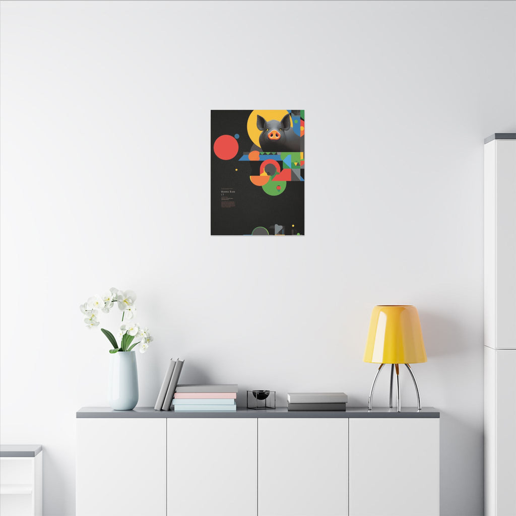 Geometric Pig Odyssey: Abstract Graphic Design Poster, Avant-Garde Animal Art   |    Custom Orders Available