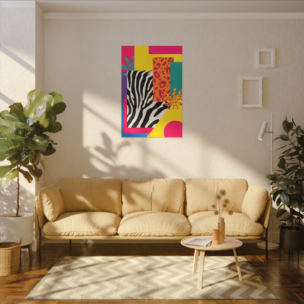 Copy of Pop Geometry: Zebra Leopard Fusion, Geometric Color Block, Modern Abstract Design   |   Custom Orders Accepted