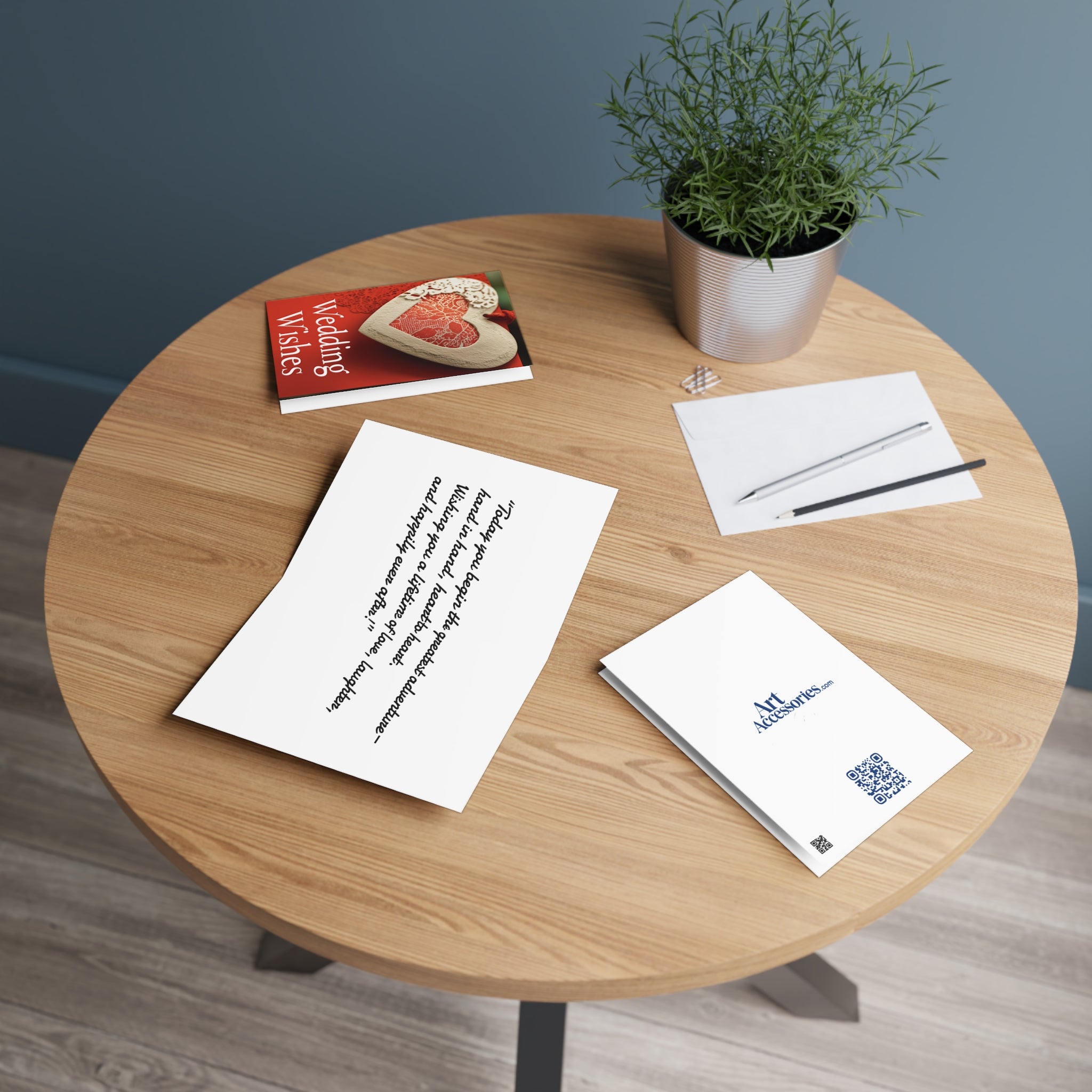 Wedding Wishes Card — Romantic Heart Wedding Greeting Card