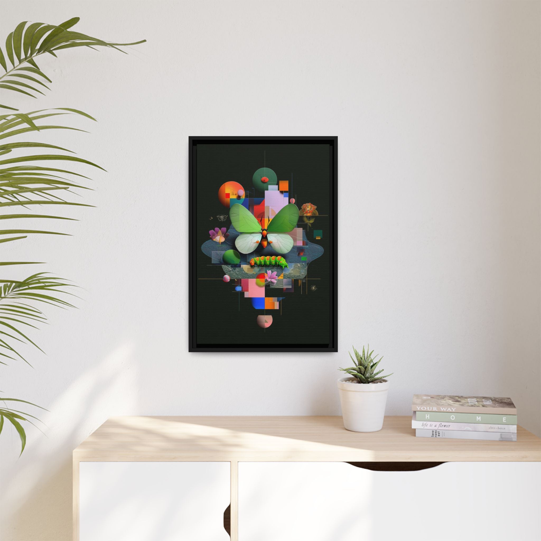 Metamorphosis Geometry Framed Print : Digital Nature Synthesis, Butterfly Abstraction   |  Personalized & Custom Orders Available