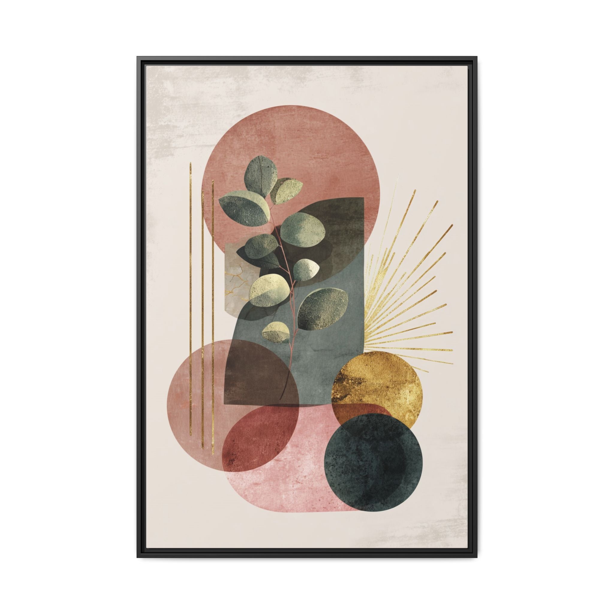 Botanical Geometric Symphony: Eucalyptus Harmony, Metallic Intersections, Modern Earth Tones   |   Custom Orders Accepted