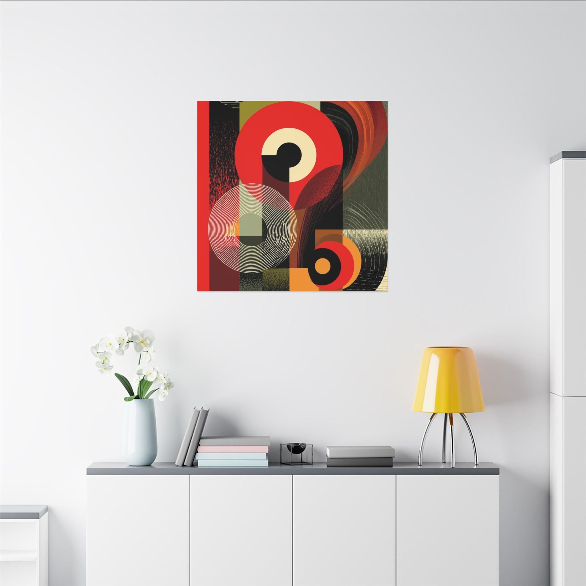 Geometric Convergence: Mid-Century Modern Abstract, Constructivist Design Principles, Bold Chromatic Composition   |   Custom Orders