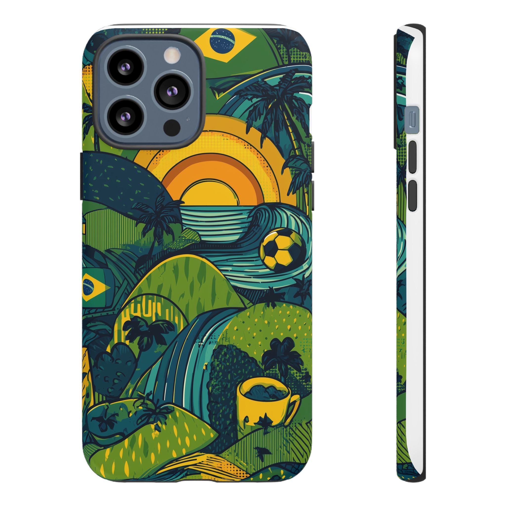 Brazil Tough Cases: Sporty Tropical Phone Case, Fun Beach Vibe Phone Accessory, Summer Travel Gift, Colorful Phone Cover, Casual Style Tech