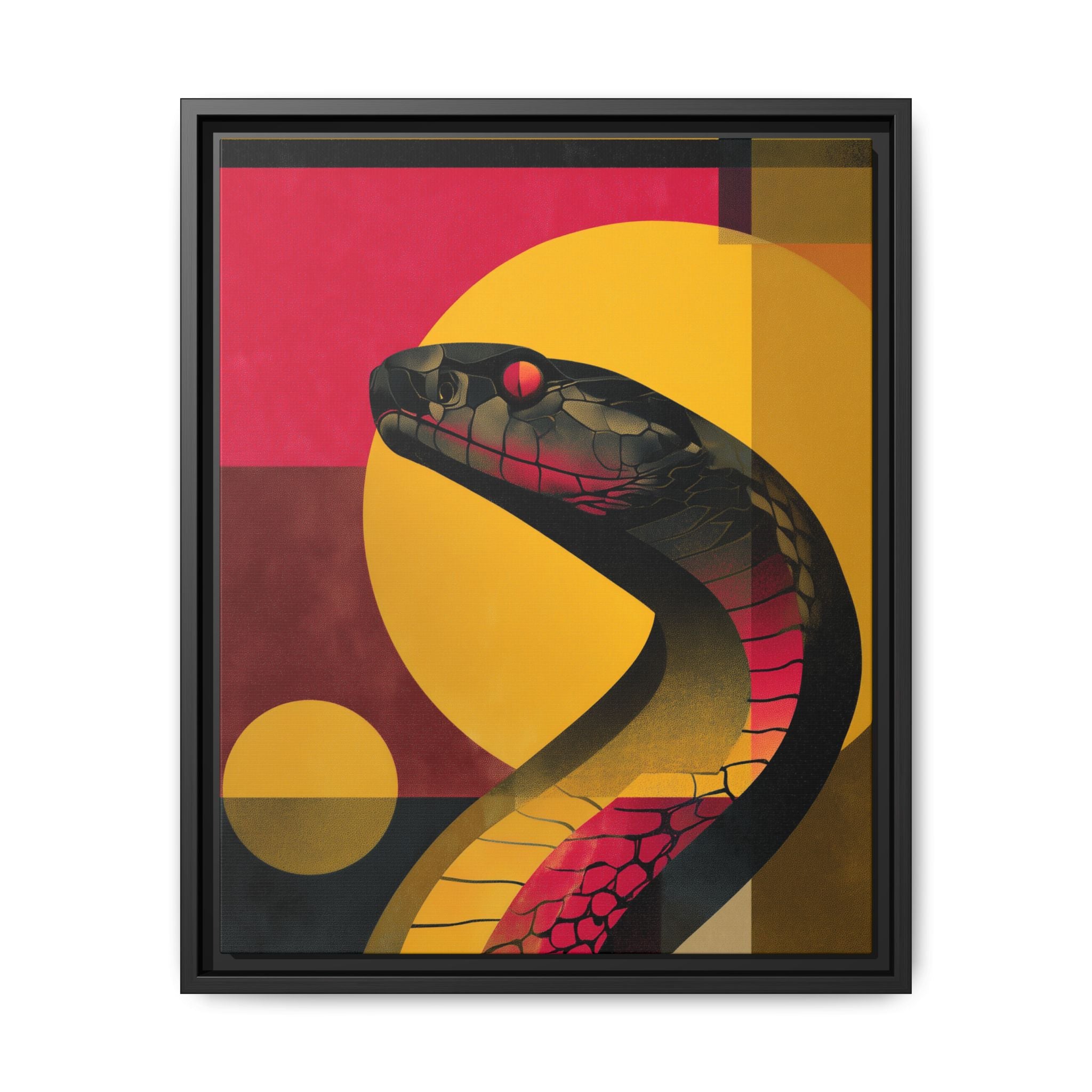 Framed Print, Geometric Snake Wall Art Print, Matte Canvas Picture, Home Decor Gift, Multi-color Serpent Poster, Modern Abstract Artwork