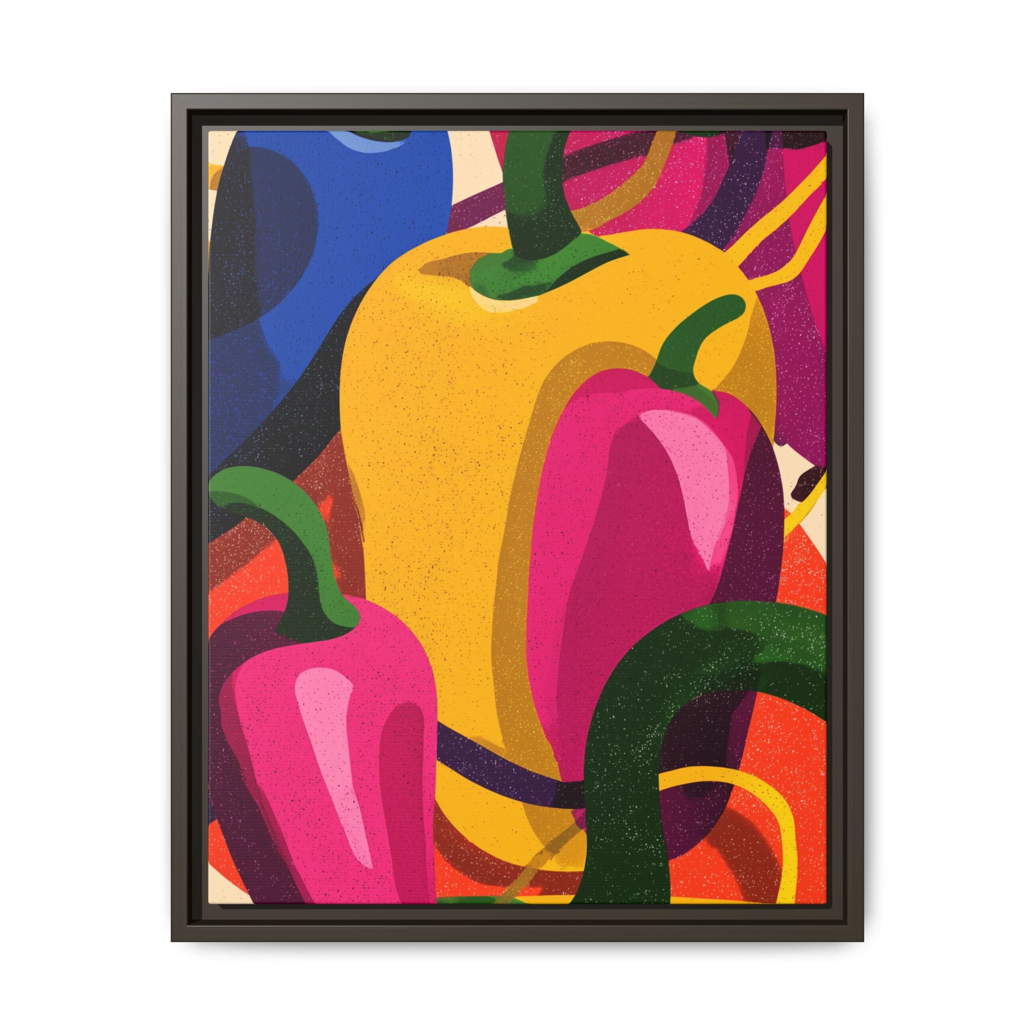 Canvas Art, Abstract Geometric Bell Peppers, Framed Wall Decor Print, Kitchen Wall Art, Modern Home Decor, Foodie Gift