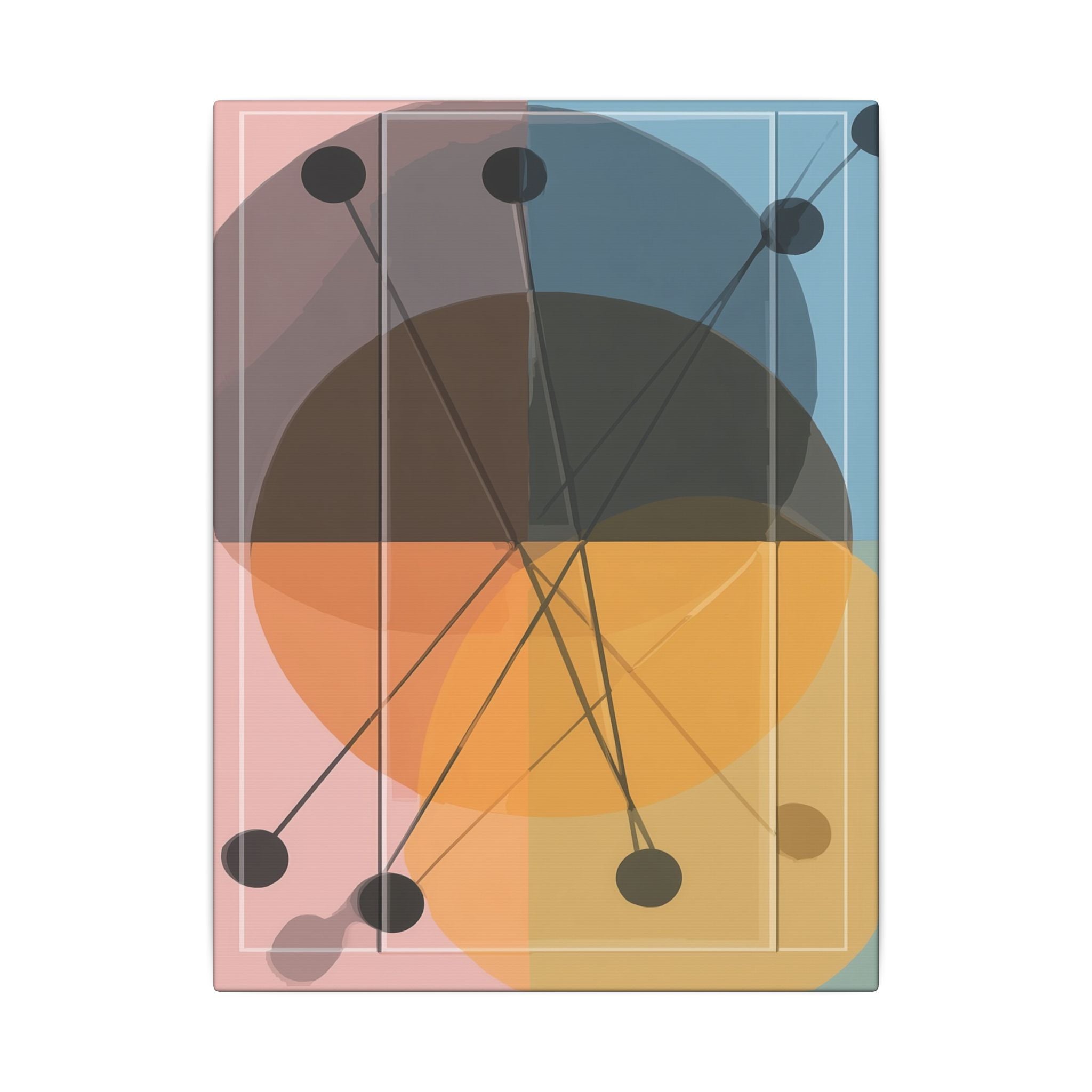 Interconnected Geometries: Pastel Circles in Motion, Mid-Century Modern Design, Abstract Bauhaus Composition   |   Custom Orders Accepted