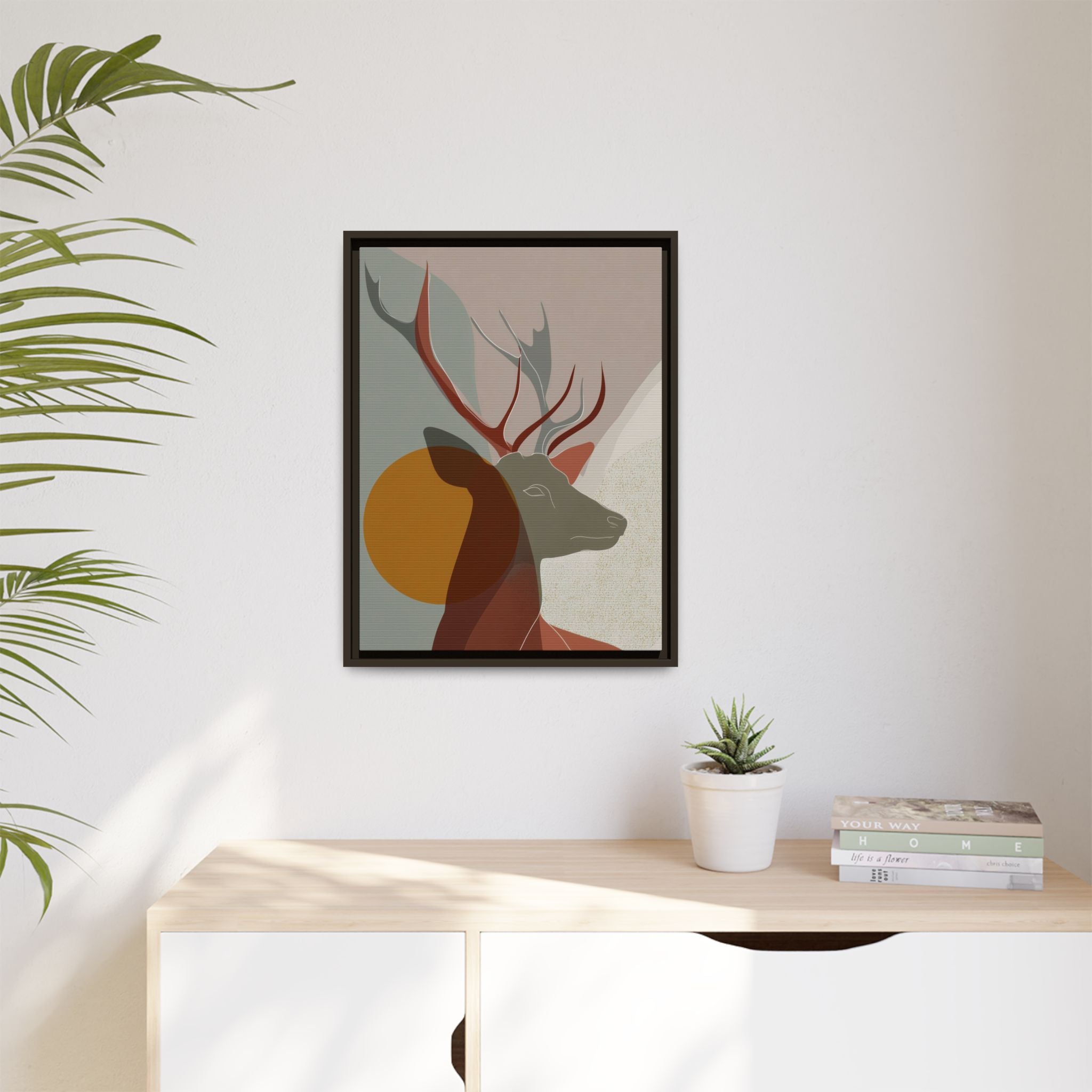 Rustic Reverie Framed Print : Minimalist Deer Profile, Contemporary Graphic Art Print   |  Personalized & Custom Orders Available