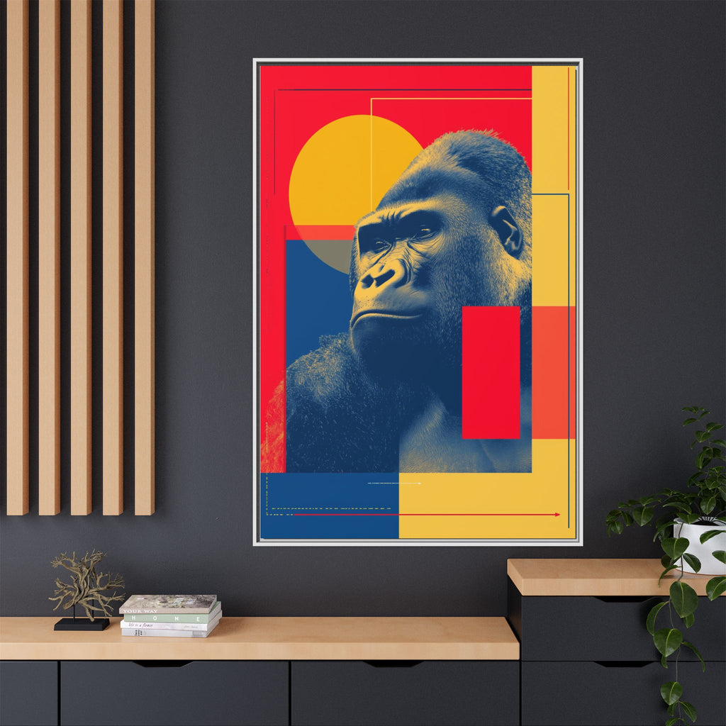 Primal Geometry: Gorilla Portrait in Blue and Yellow, Pop Art Graphic Design   |  Personalized & Custom Orders Available