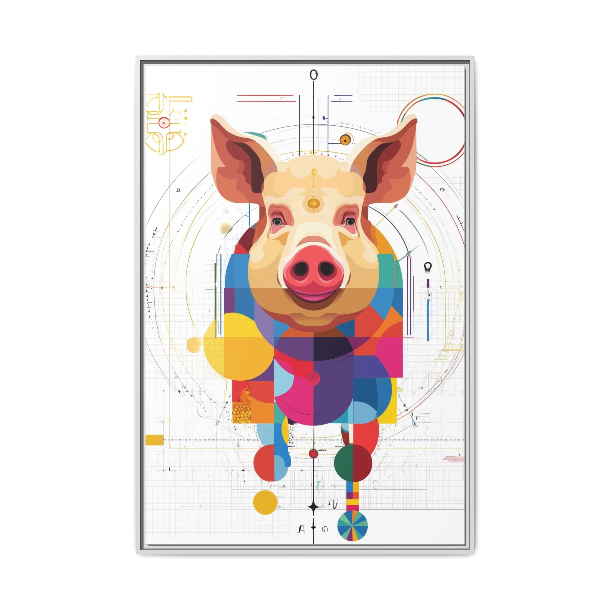 Geometric Pig: Digital Cubist Portrait, Mathematical Animal Abstraction   |    Custom Orders Available