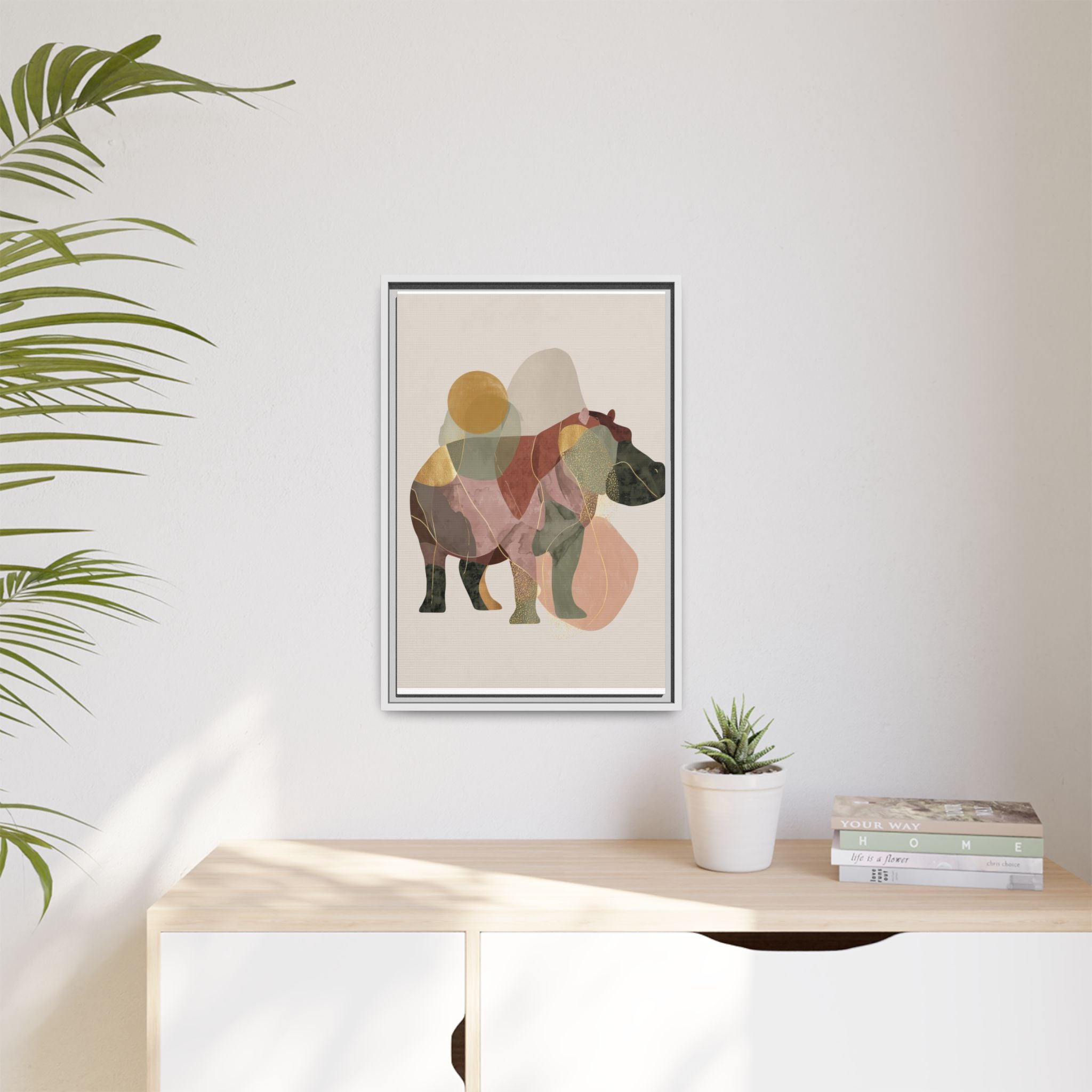 Geometric Hippo: Abstract Animal Art, Modern Watercolor Shapes   |  Personalized & Custom Orders Available