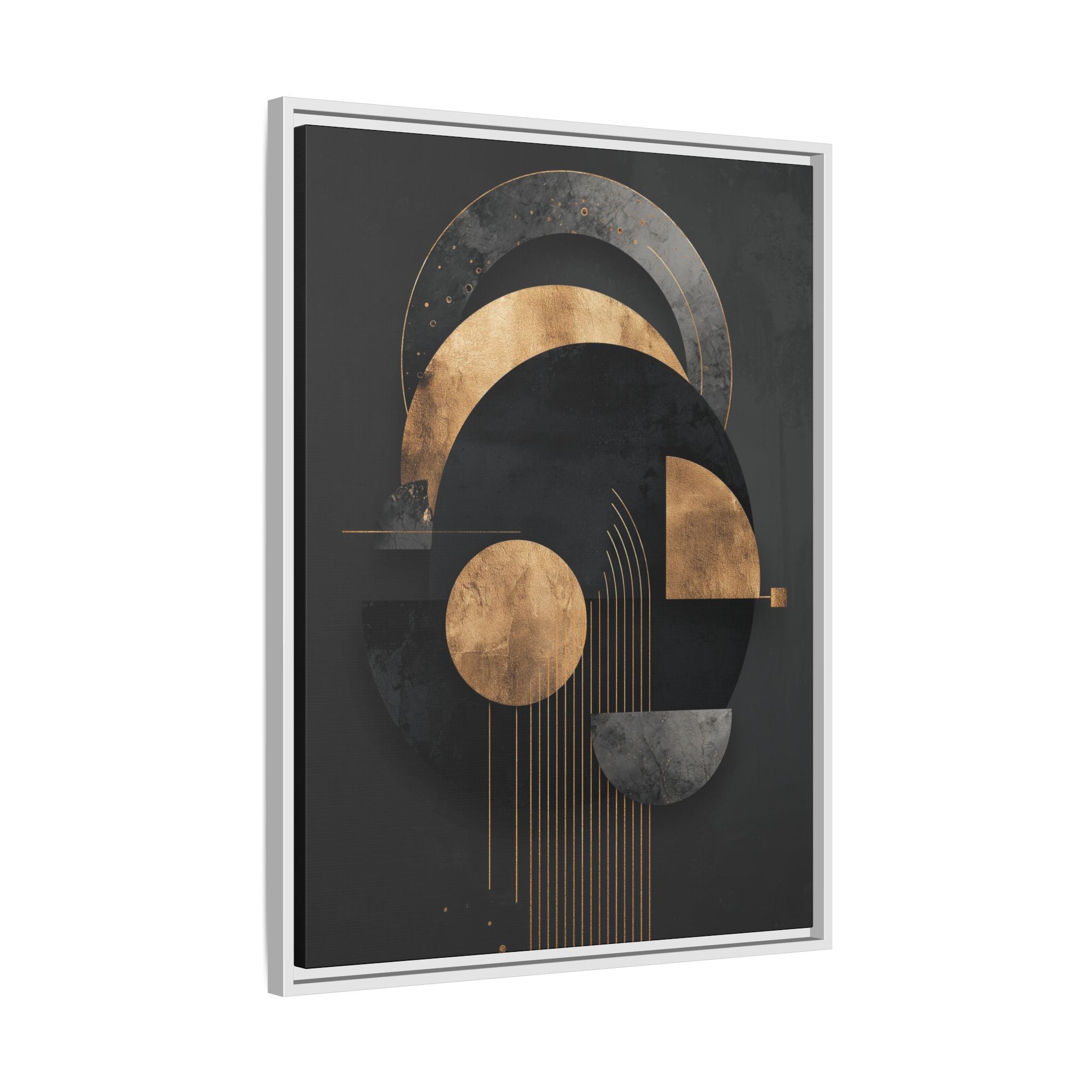 Geometric Resonance: Abstract Gold and Black Design, Minimalist Architectural Art, Modern Metallic Composition   |   Custom Orders Accepted