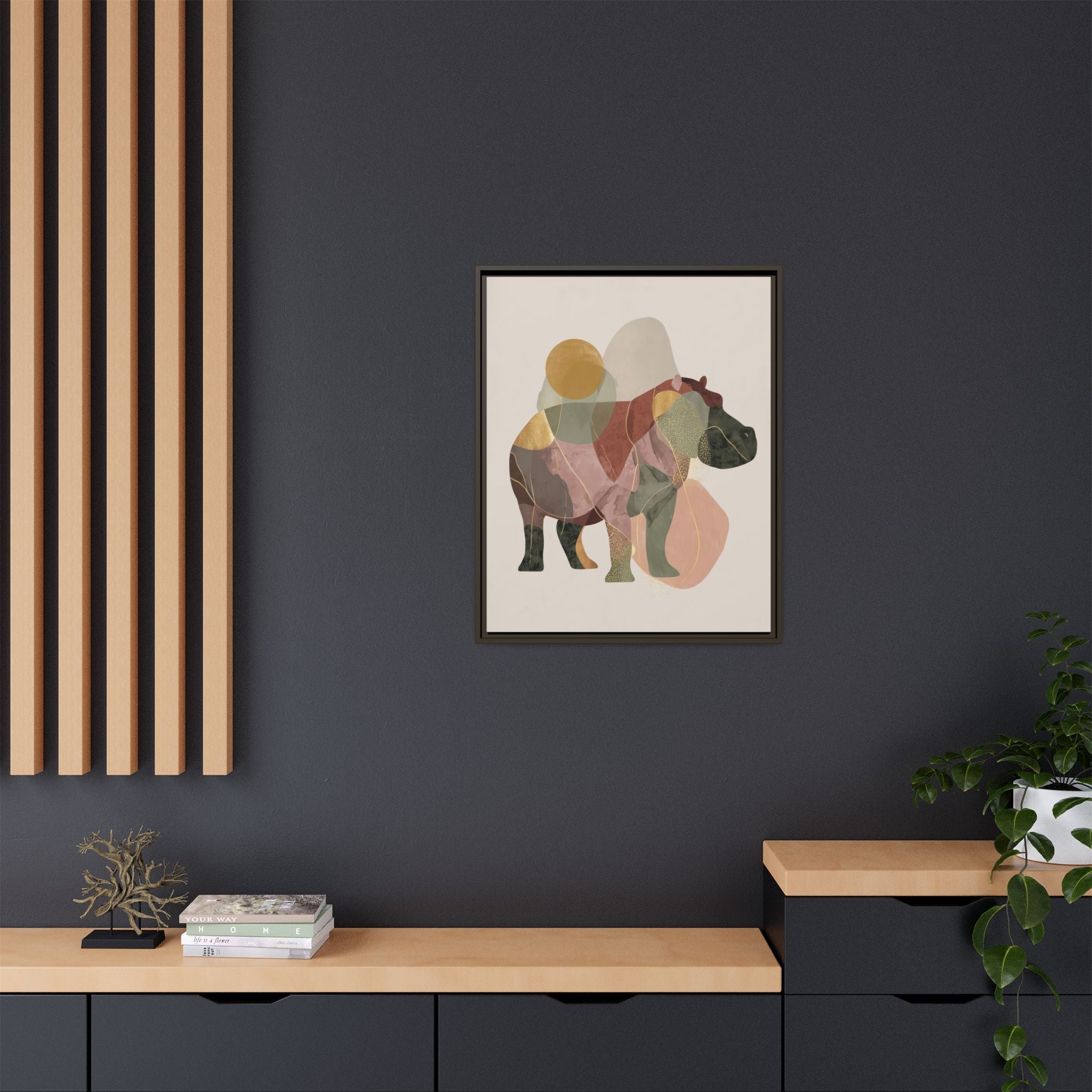 Geometric Hippo: Abstract Animal Art, Modern Watercolor Shapes   |  Personalized & Custom Orders Available
