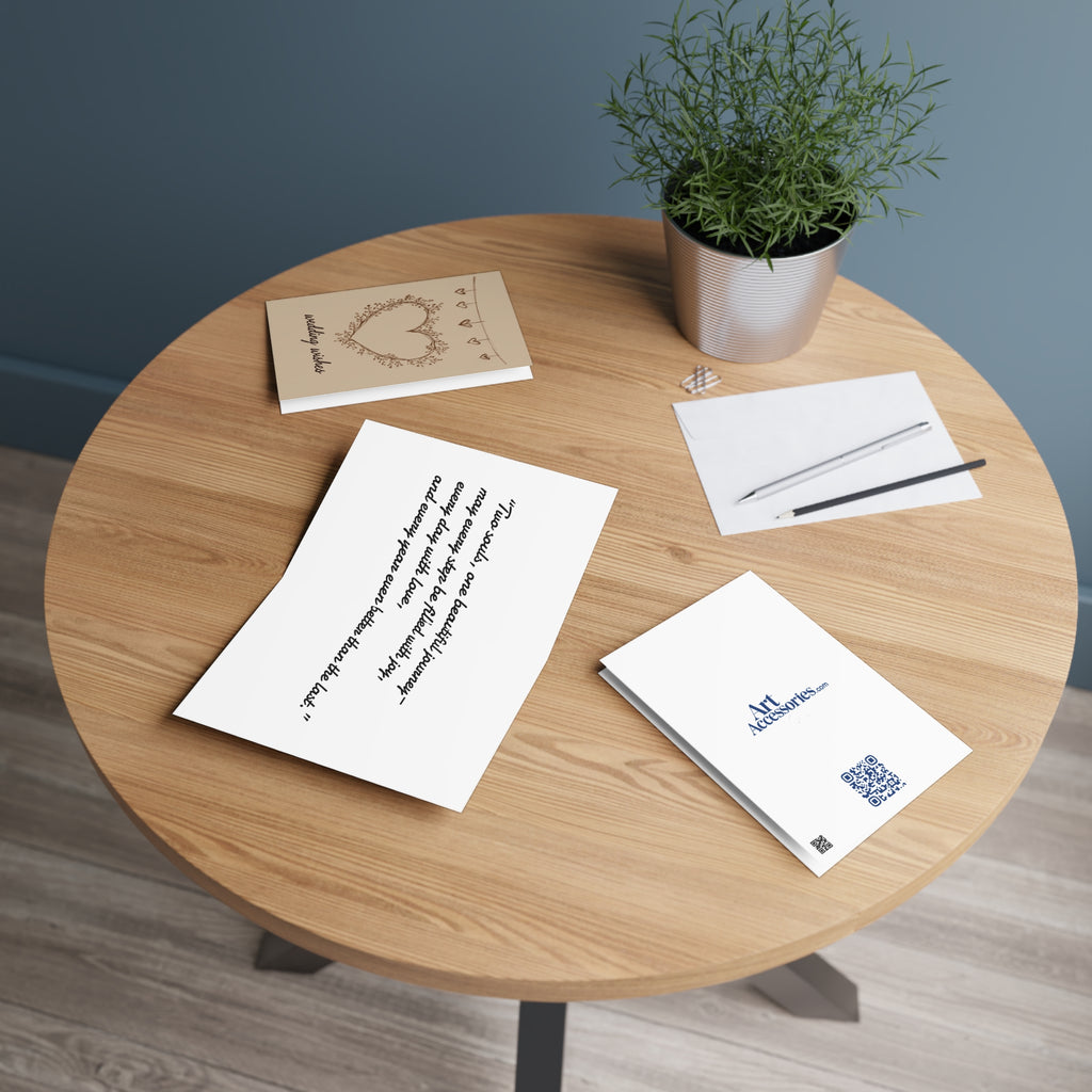 Wedding Wishes Greeting Card - Rustic Heart & Hanging Hearts Bridal Card