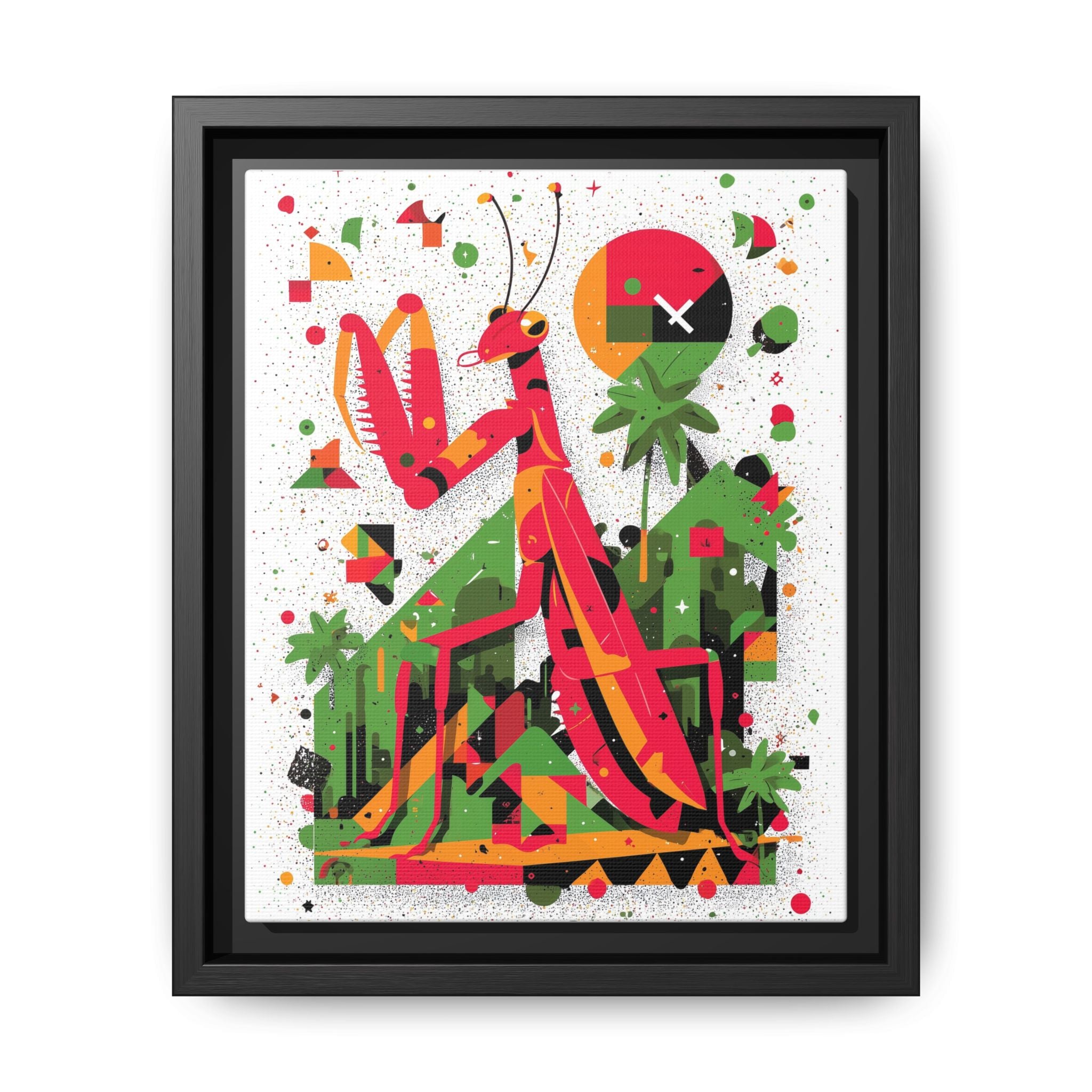 Praying Mantis Framed Print Geometric : Abstract Modernist Insect Art, Graphic Design Composition   |   Custom Orders Available