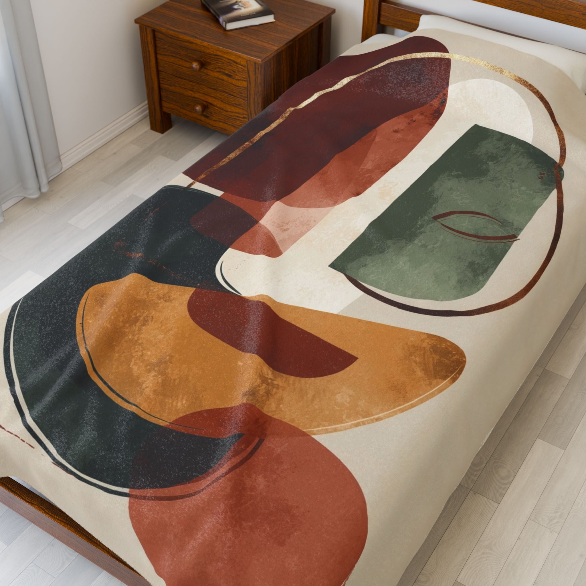 Organic Geometry: Layered Shapes in Earthy Tones, Mid-Century Modern Abstract   |    Custom Orders Available