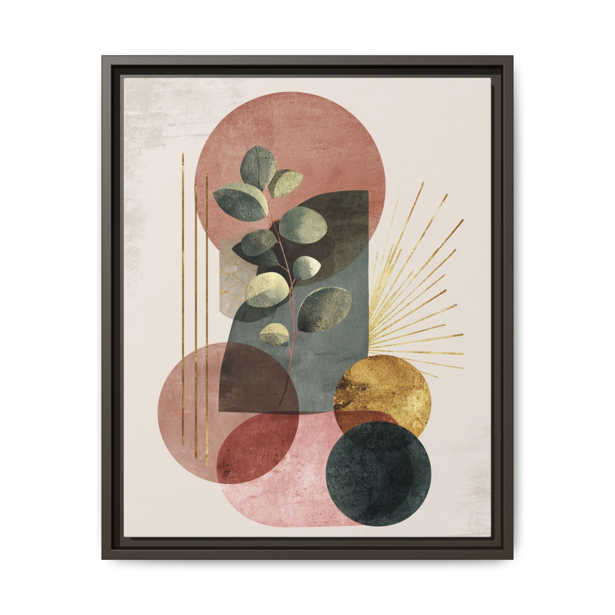 Botanical Geometric Symphony: Eucalyptus Harmony, Metallic Intersections, Modern Earth Tones   |   Custom Orders Accepted