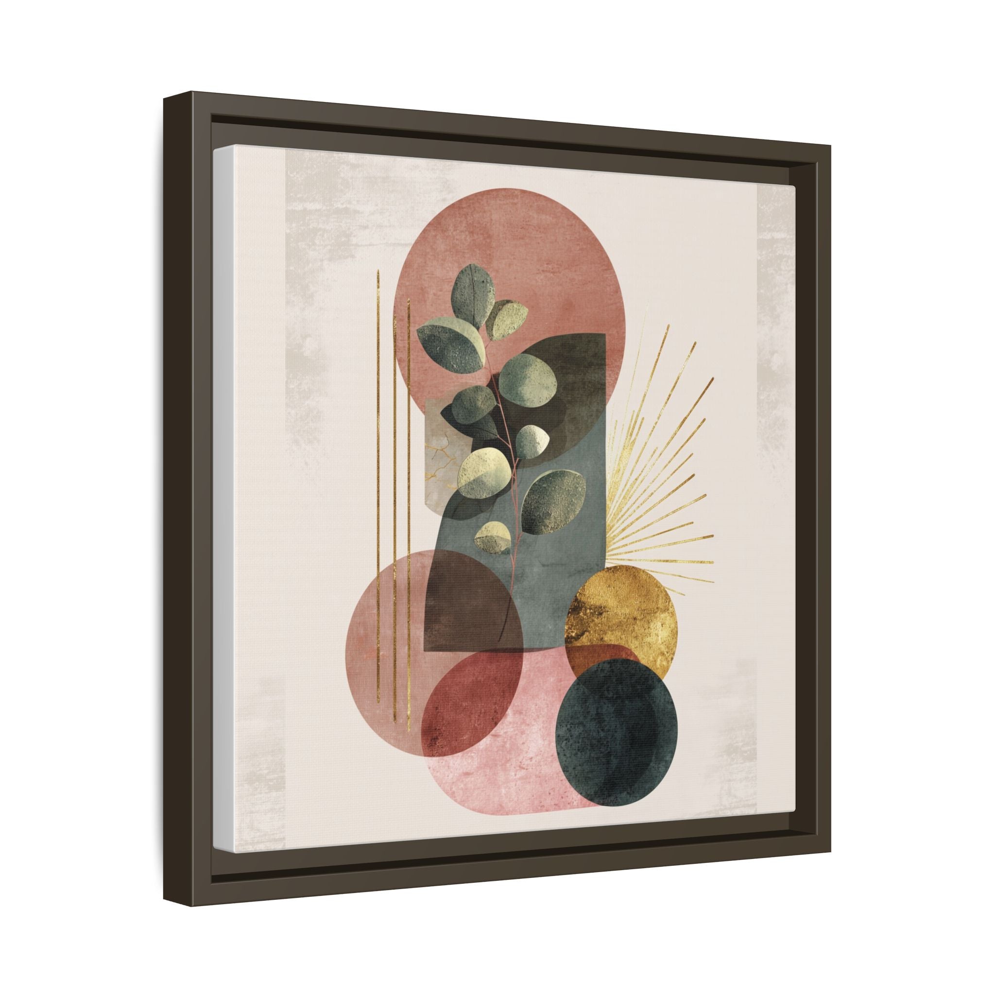 Botanical Geometric Symphony: Eucalyptus Harmony, Metallic Intersections, Modern Earth Tones   |   Custom Orders Accepted