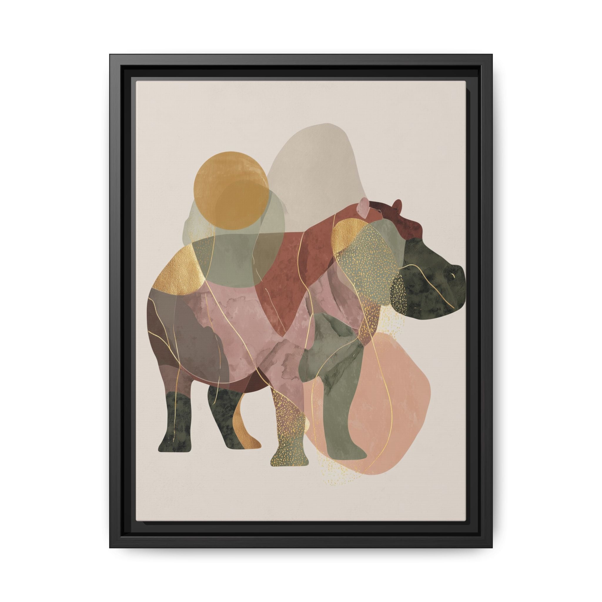 Geometric Hippo: Abstract Animal Art, Modern Watercolor Shapes   |  Personalized & Custom Orders Available