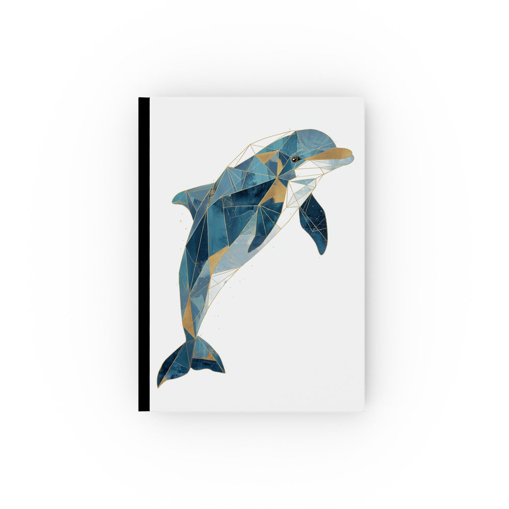 Personalized Geometric Dolphin Journal    |  Gold Accents, Low Poly Marine Art, Blue Gradient Faceted Design