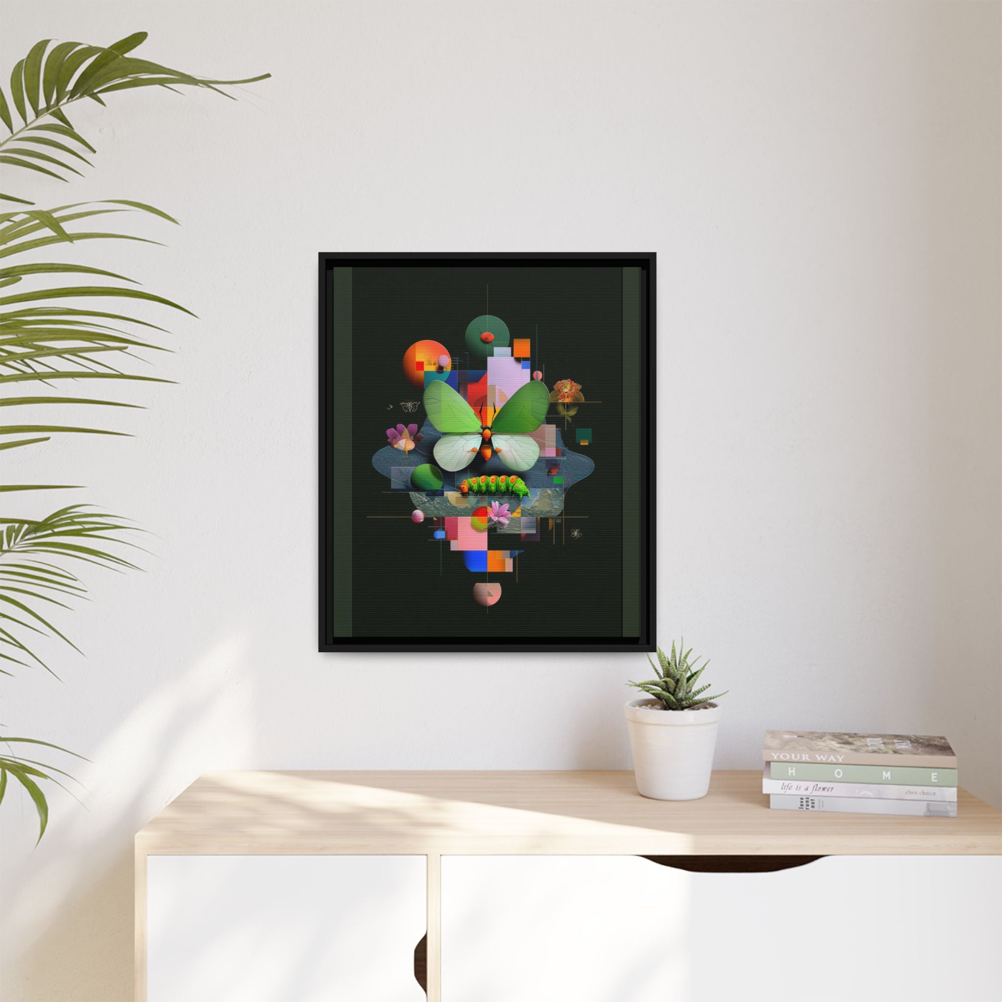 Metamorphosis Geometry Framed Print : Digital Nature Synthesis, Butterfly Abstraction   |  Personalized & Custom Orders Available