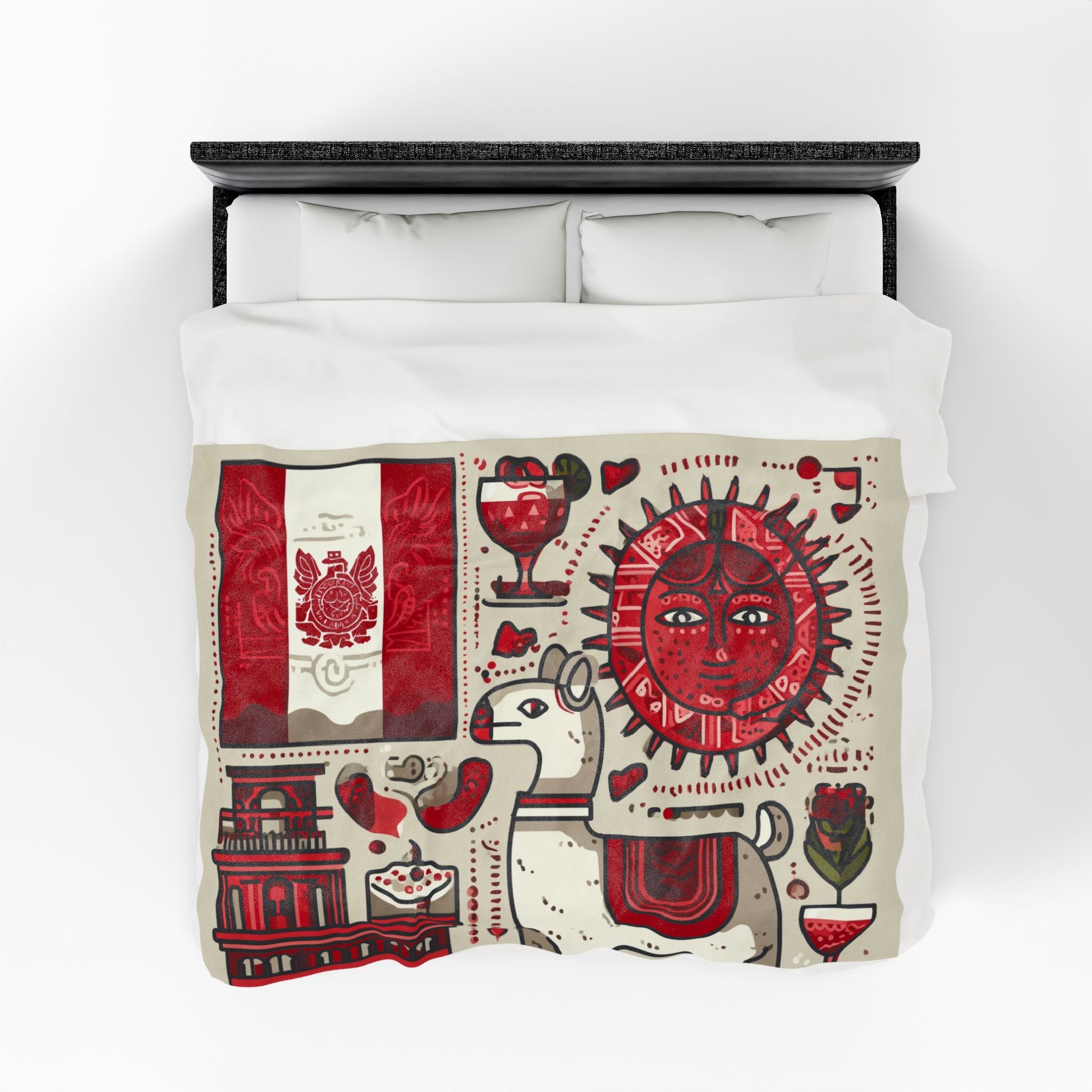 Peruvian Spirit Quilt Doona Duvet Cover : Cultural Mosaic of Heritage, Folk Art Illustration   |   Custom Orders Accepted