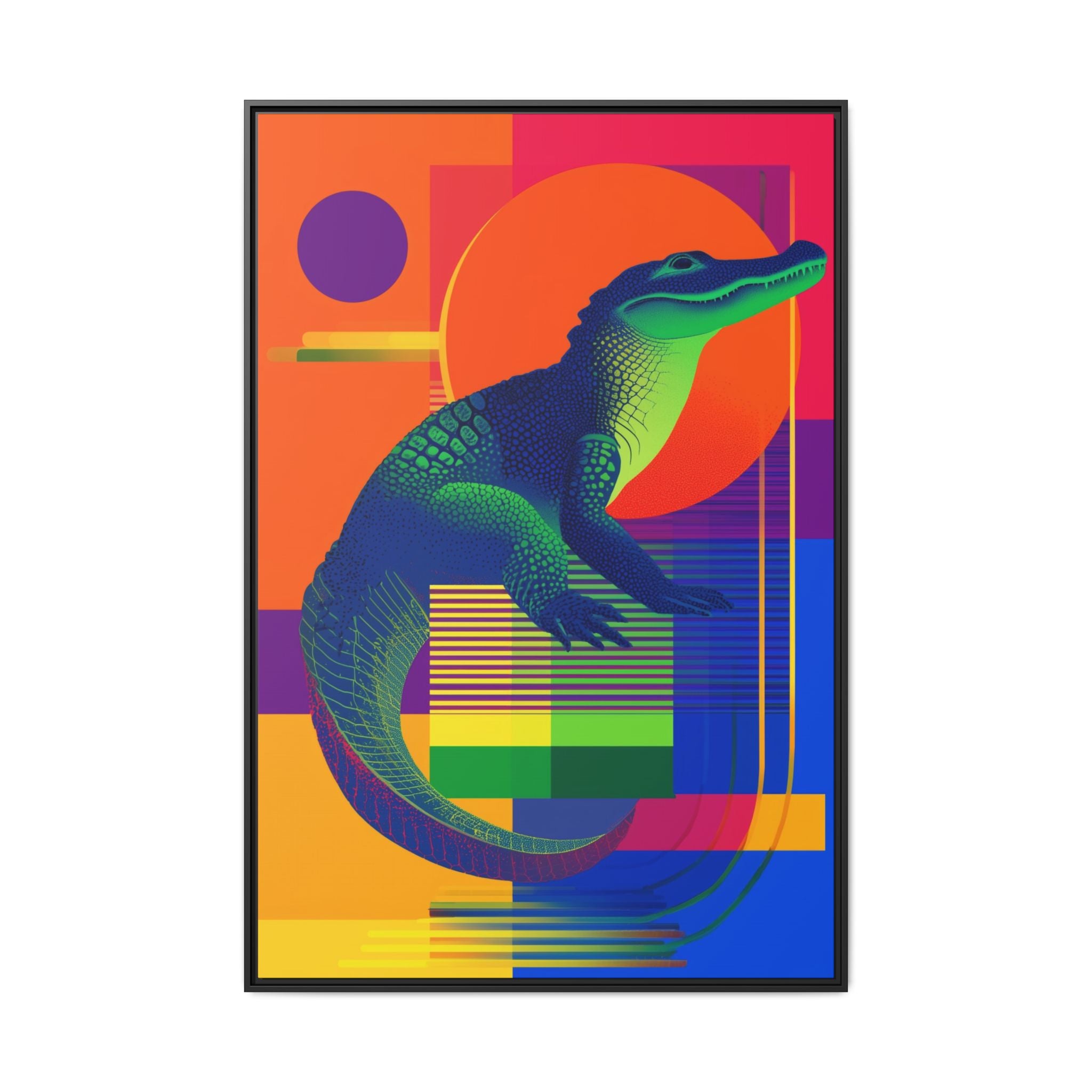 Geometric Alligator Framed Print: Pop Art Reptile, Vibrant Gradient Composition   |  Personalized & Custom Orders Available