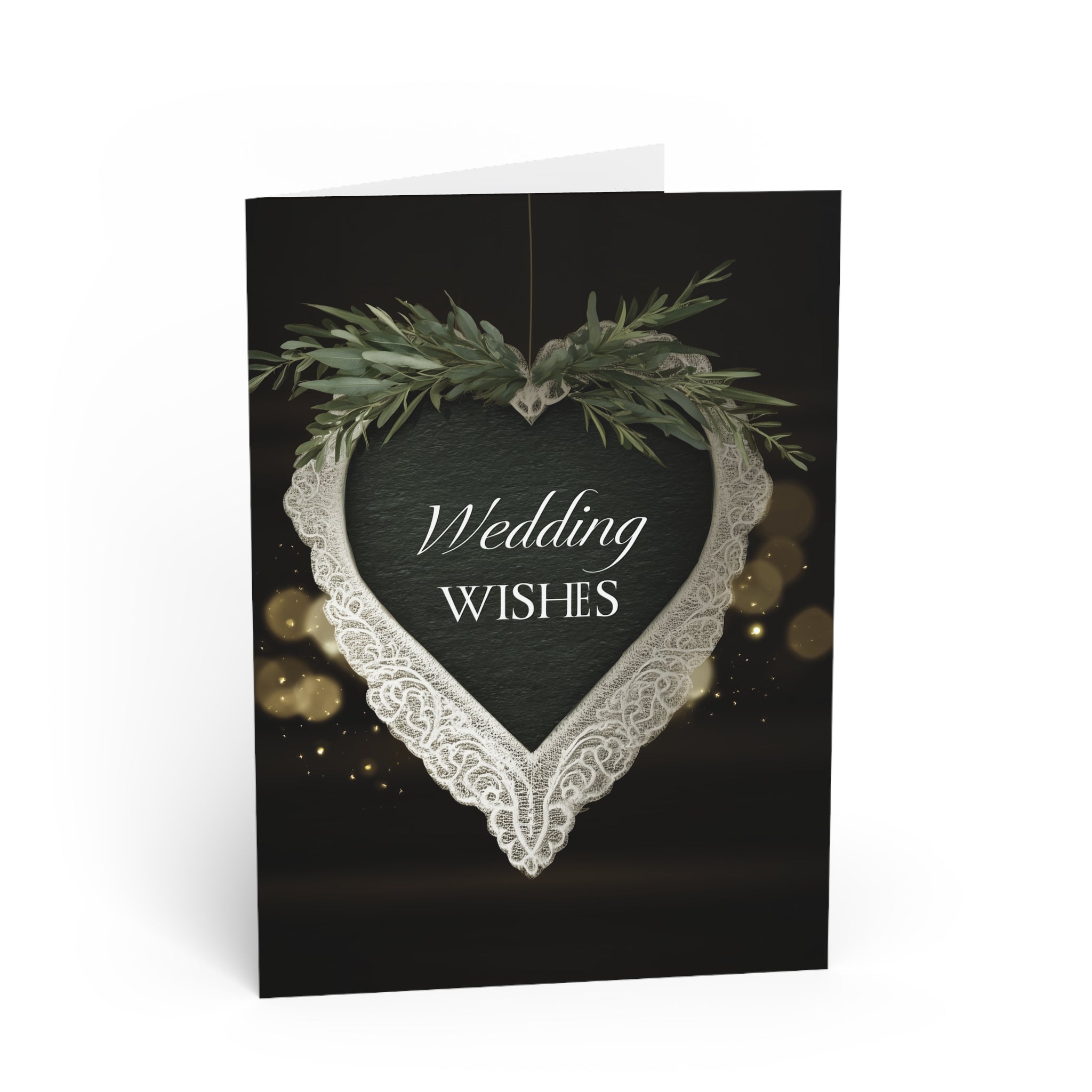 Wedding Wishes Greeting Card — Elegant Heart Lace Design