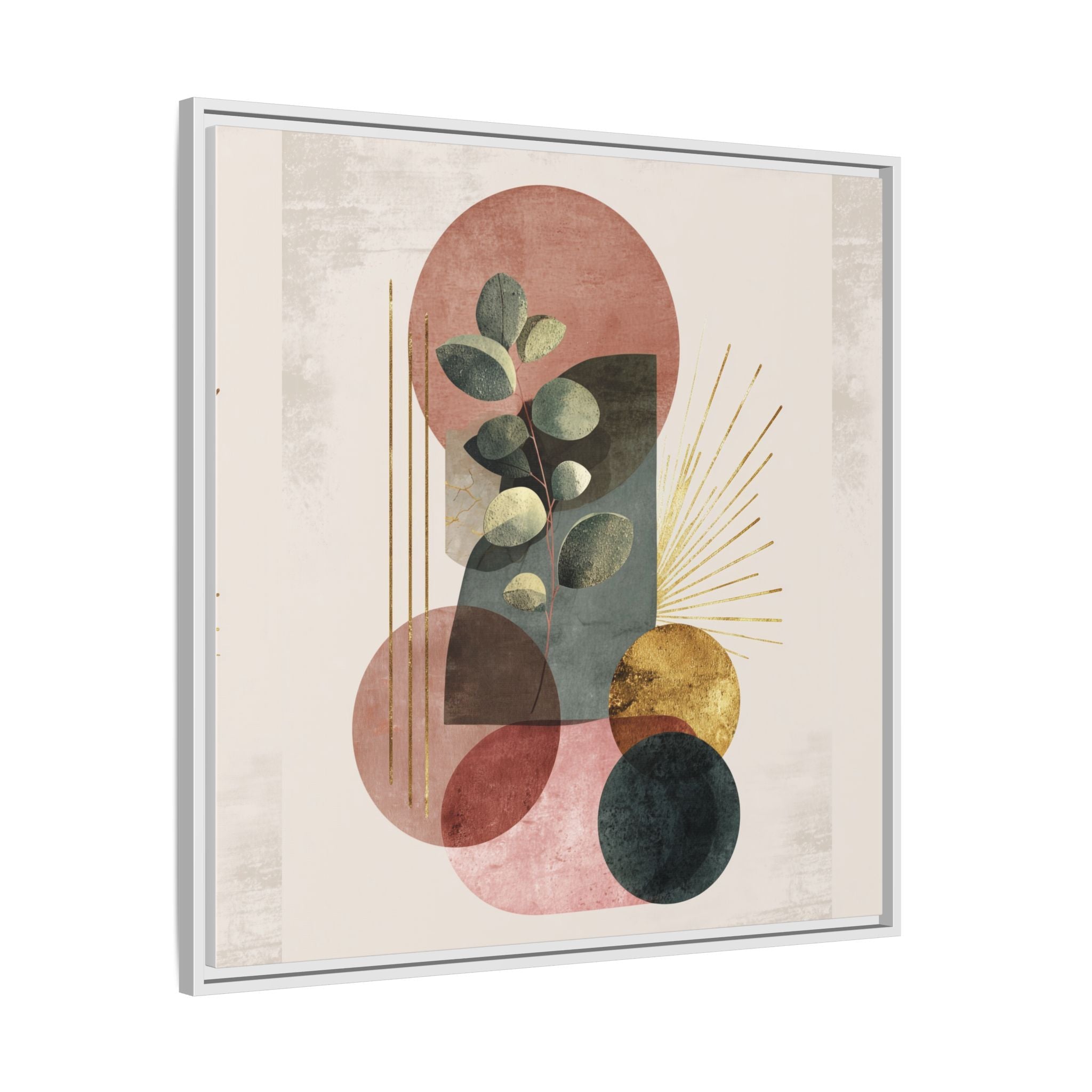 Botanical Geometric Symphony: Eucalyptus Harmony, Metallic Intersections, Modern Earth Tones   |   Custom Orders Accepted