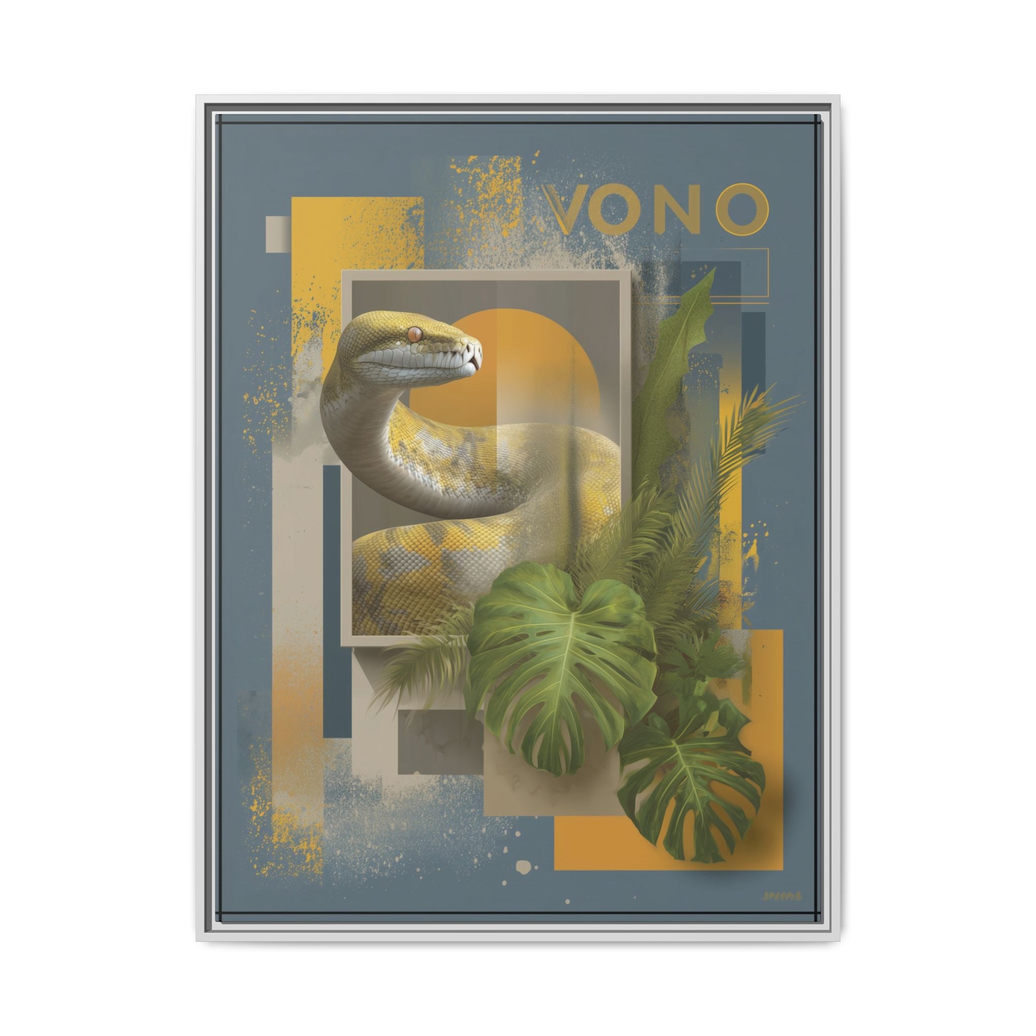 Serpent of Geometric Dimensions: Tropical Vono Design, Abstract Wildlife Art   |  Personalized & Custom Orders Available