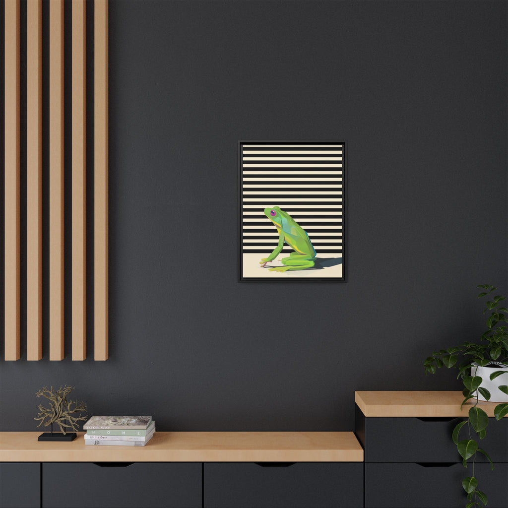 Stylized Frog Portrait Framed Print , Minimalist Pop Art Design   |  Personalized & Custom Orders Available