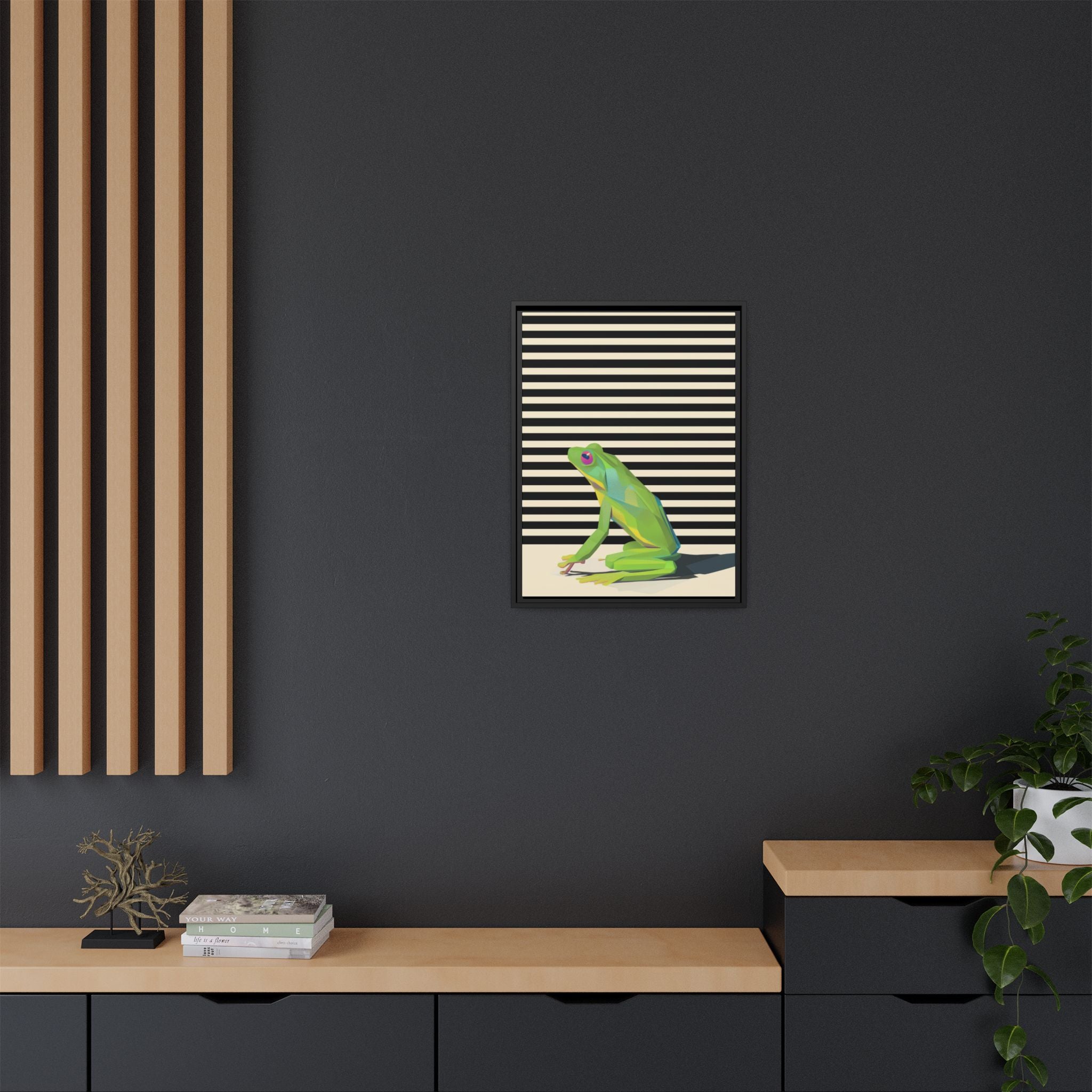 Stylized Frog Portrait Framed Print , Minimalist Pop Art Design   |  Personalized & Custom Orders Available