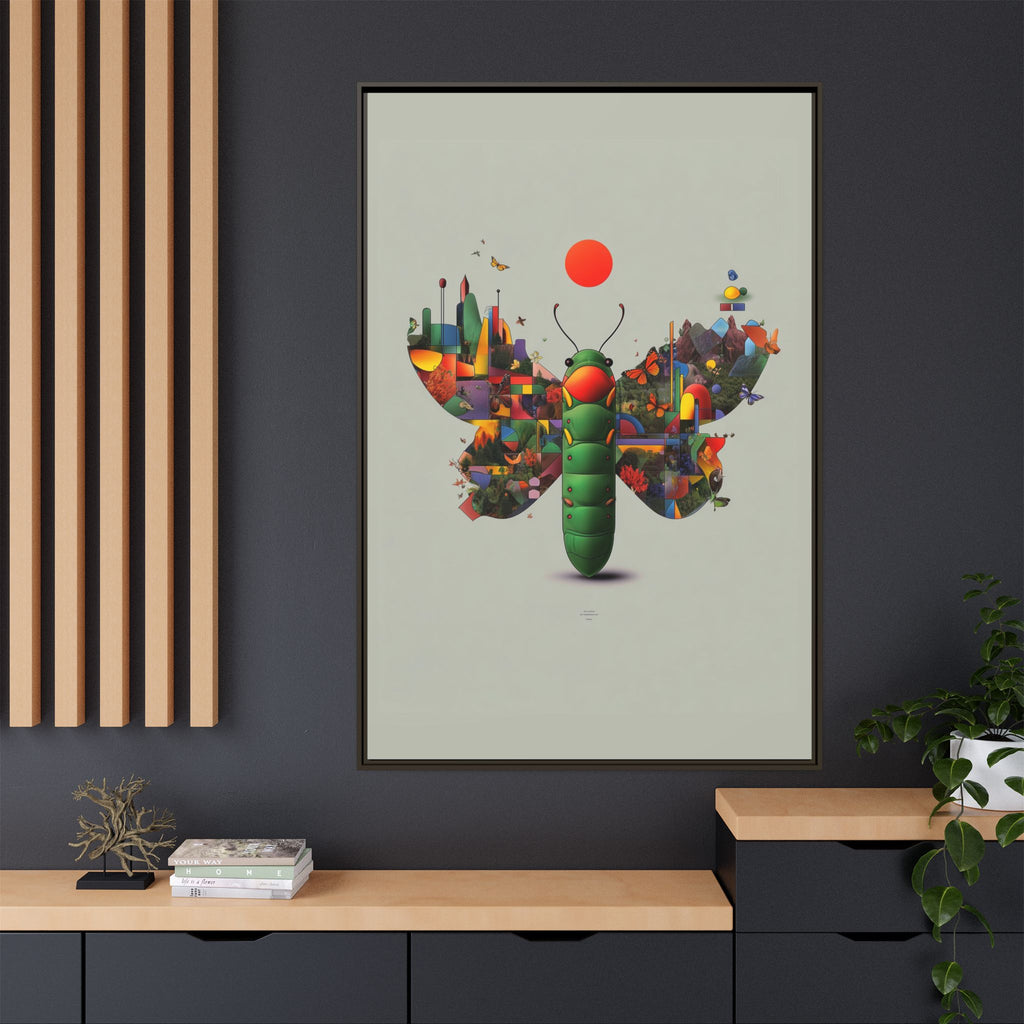 Geometric Chrysalis Framed Print : Butterfly Transformation, Digital Abstract Landscape Metaphor   |  Personalized & Custom Orders