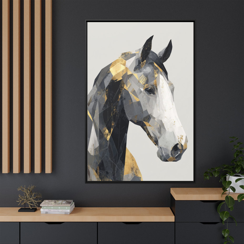 Geometric Stallion: Cubist Equine Art, Modern Metallic Polygonal Design   |  Personalized & Custom Orders Available
